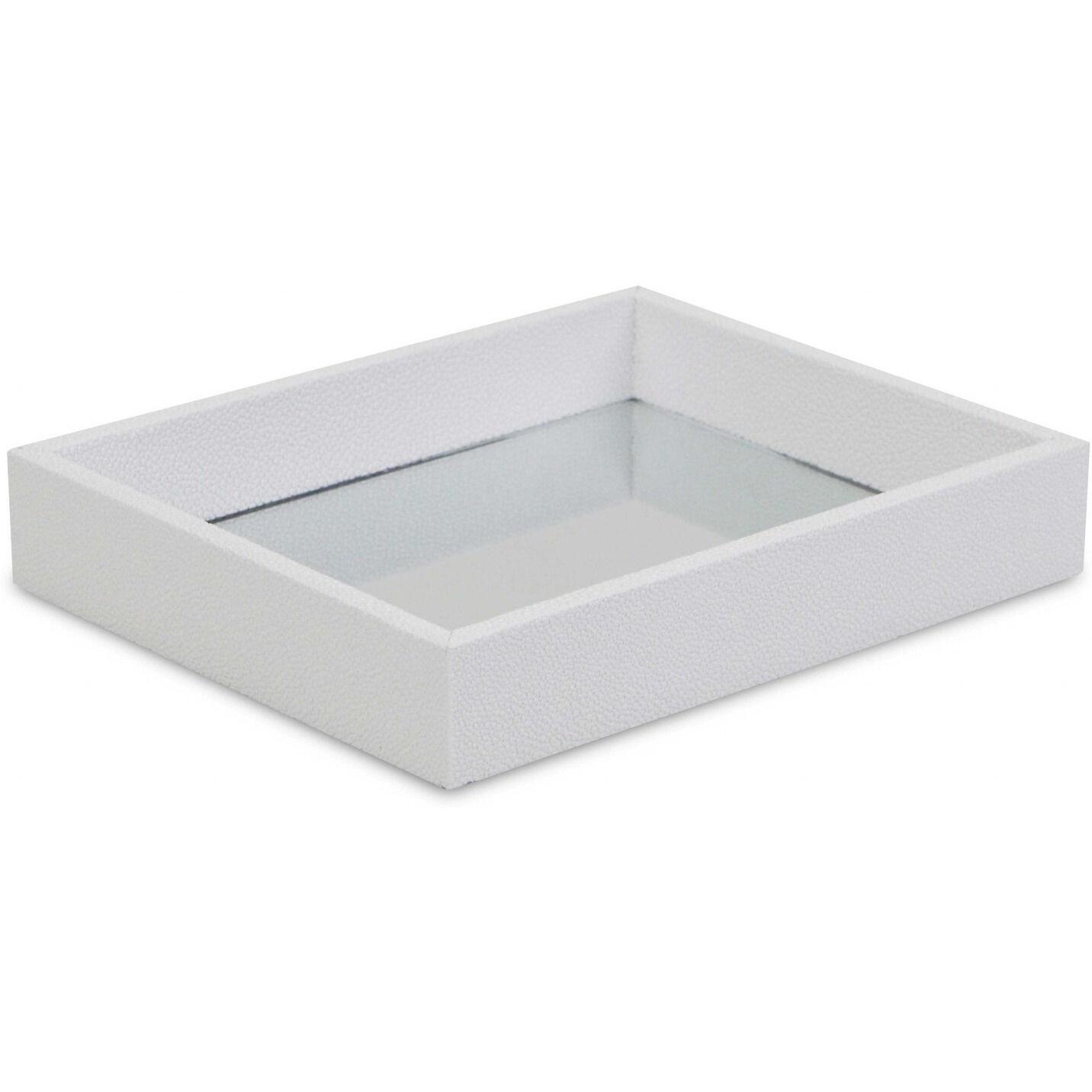 White Shagreen Mirrored Tray