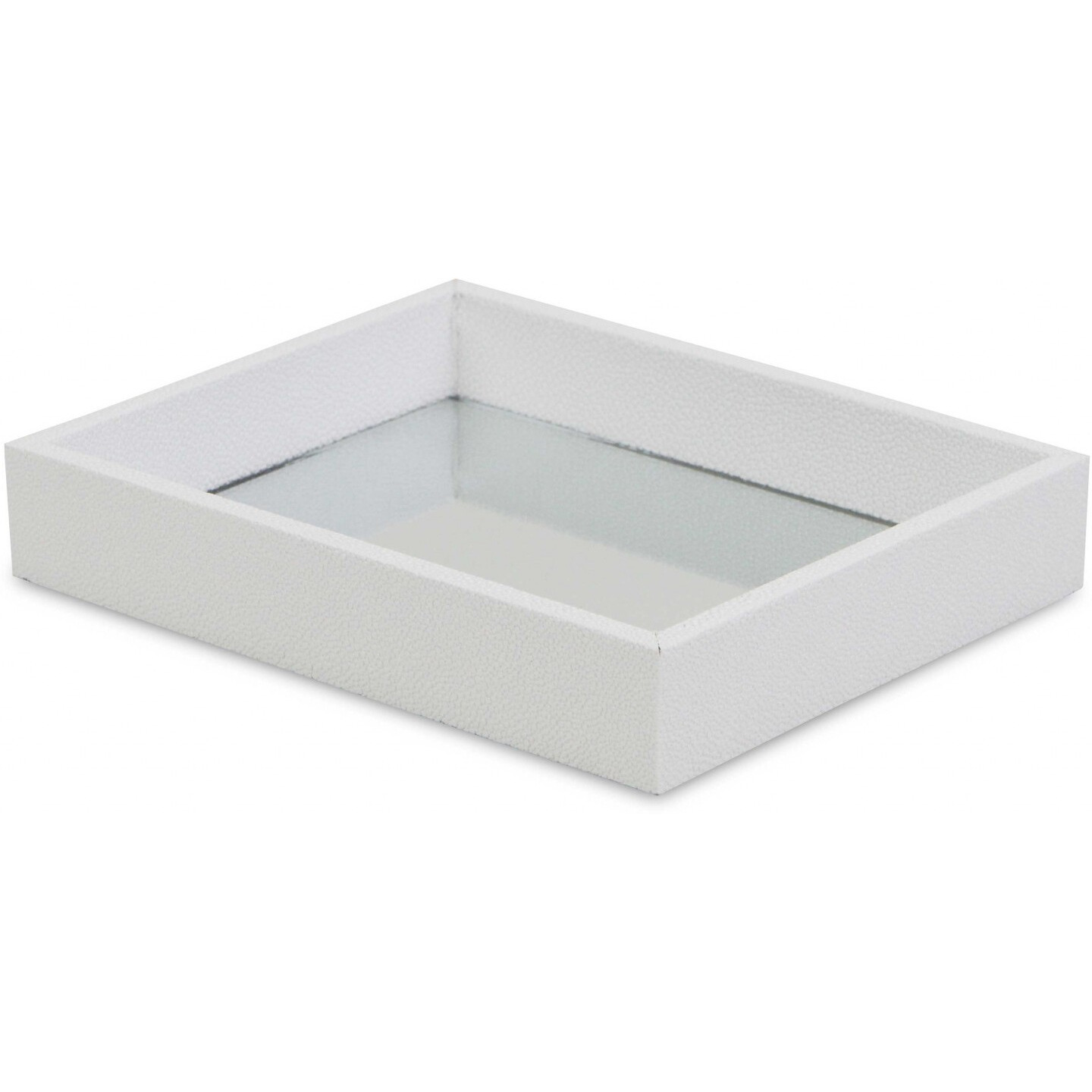 White Shagreen Mirrored Tray