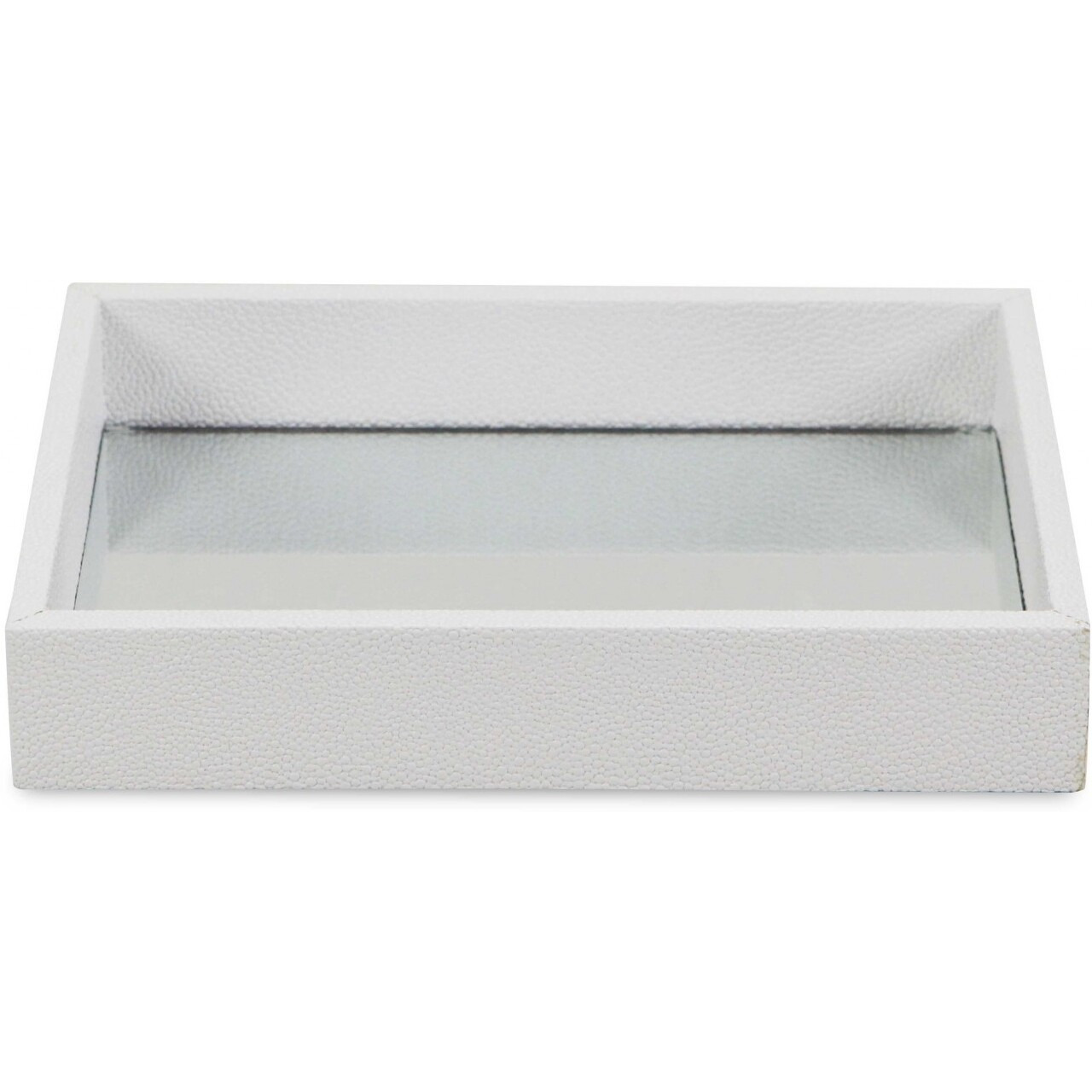 White Shagreen Mirrored Tray