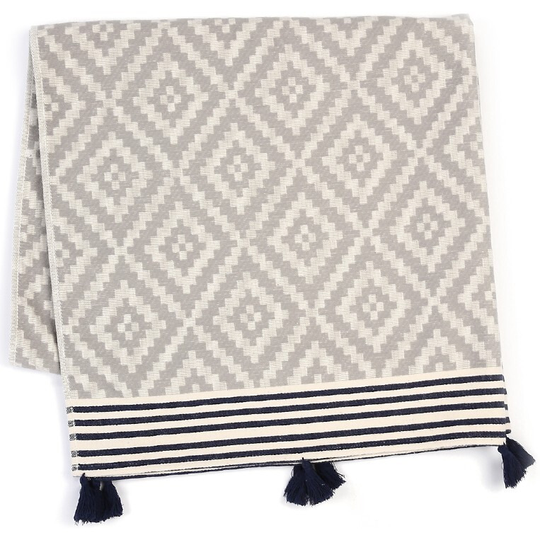 Gray Tribal Design Turkish Towel Beach Blanket