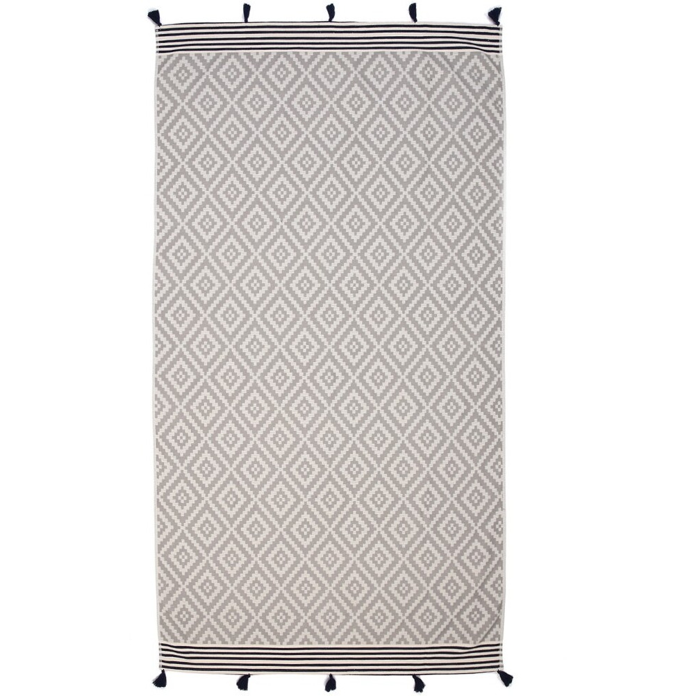 Gray Tribal Design Turkish Towel Beach Blanket