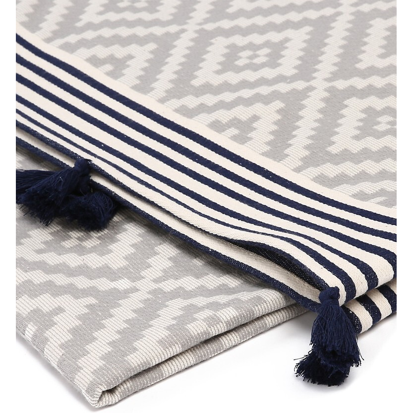 Gray Tribal Design Turkish Towel Beach Blanket