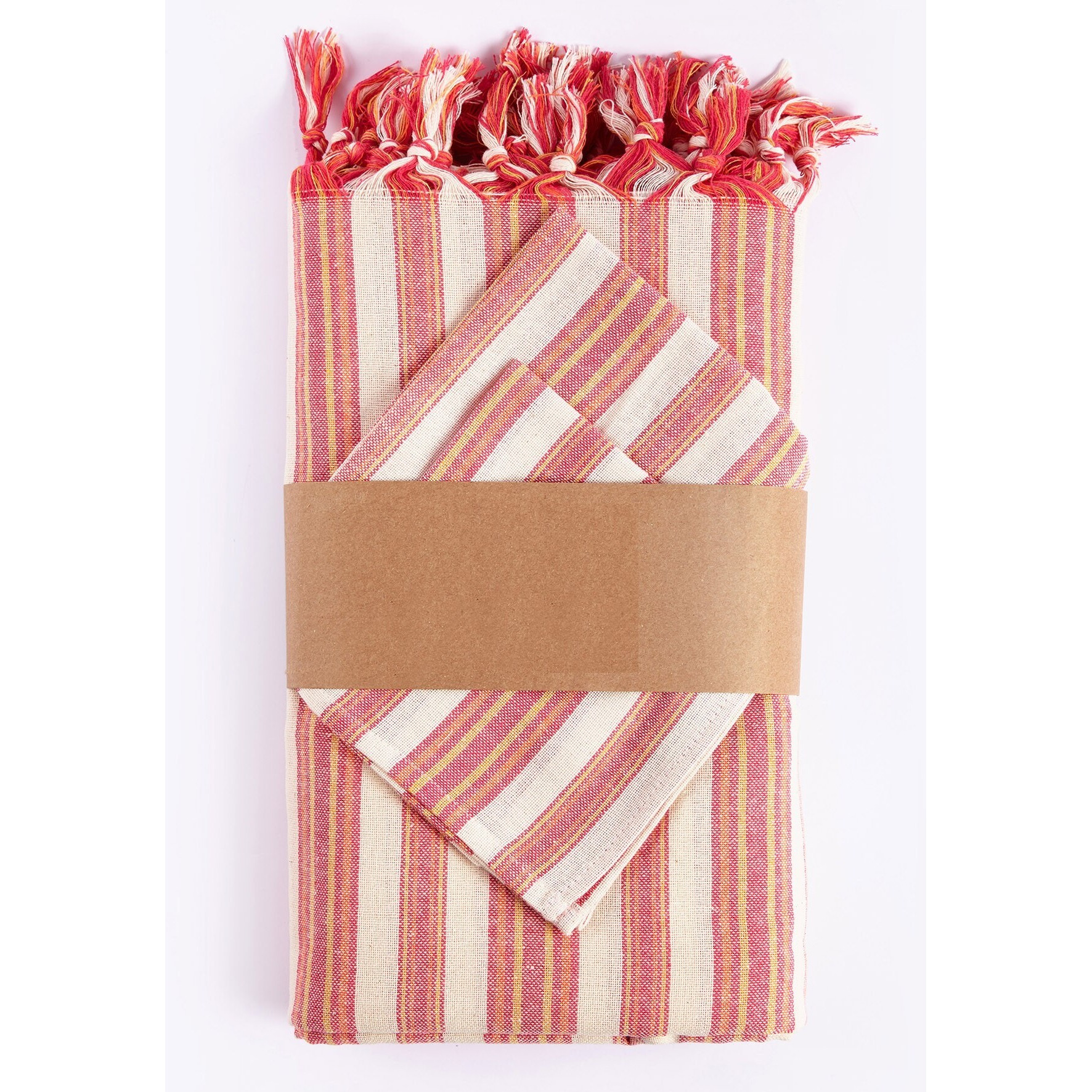 Boho Sunset Color Striped Tablecloth Set