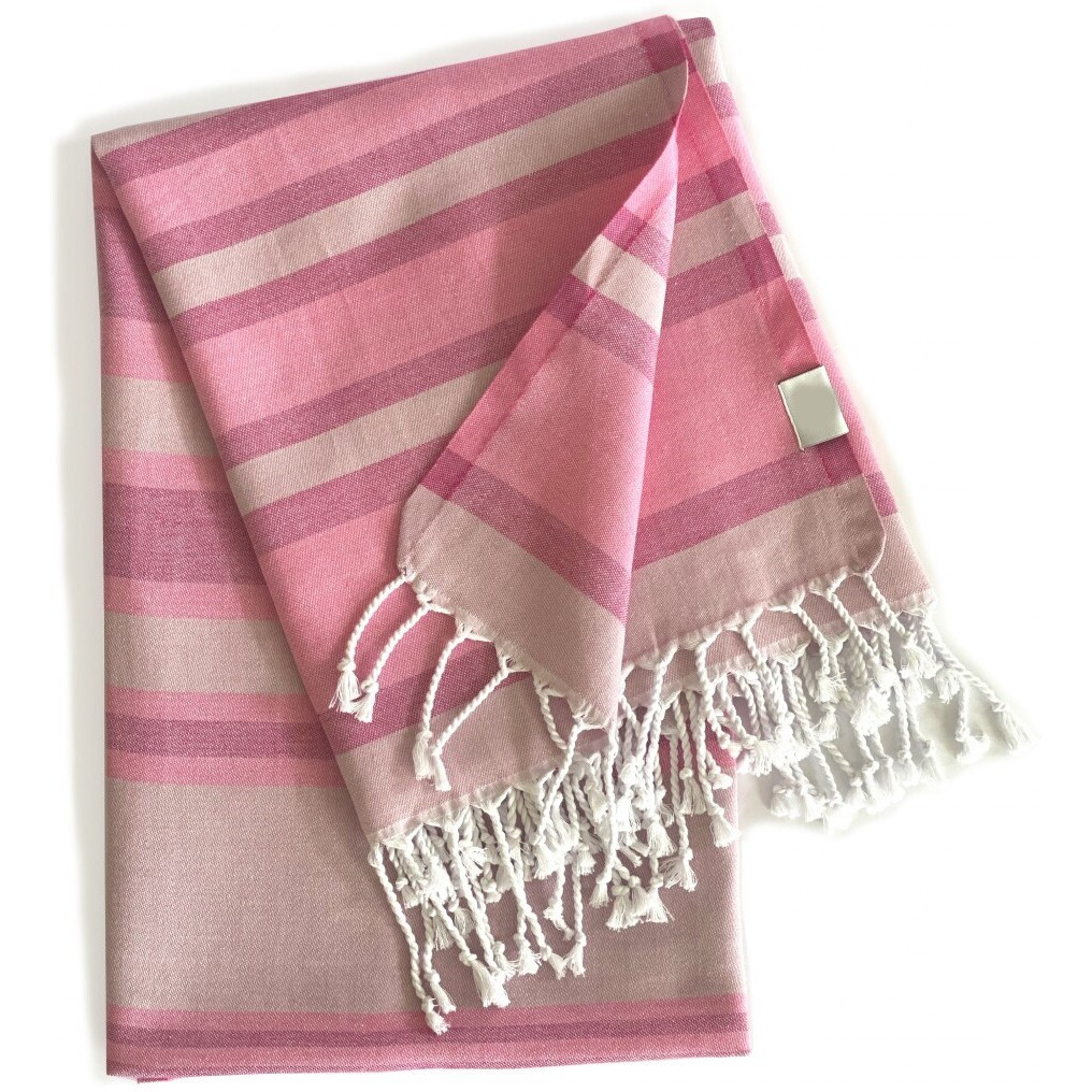 Shades Of Pink Striped Design Turkish Beach Blanket