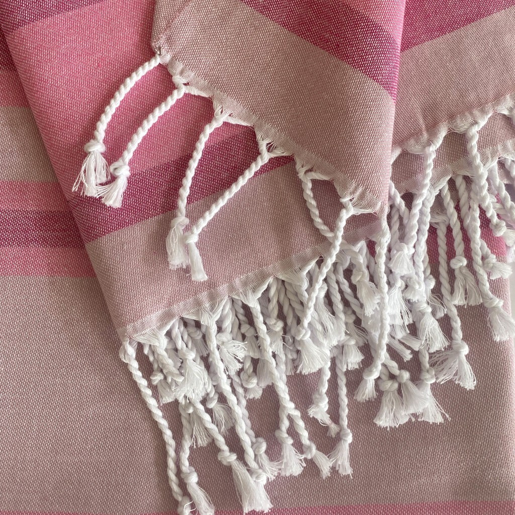 Shades Of Pink Striped Design Turkish Beach Blanket