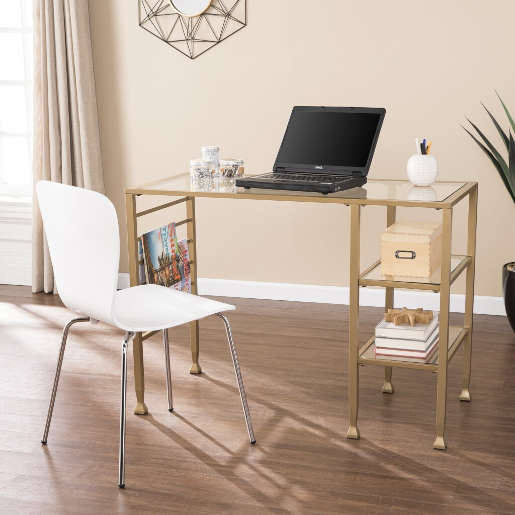 Matt Gold And Glass Writing Desk
