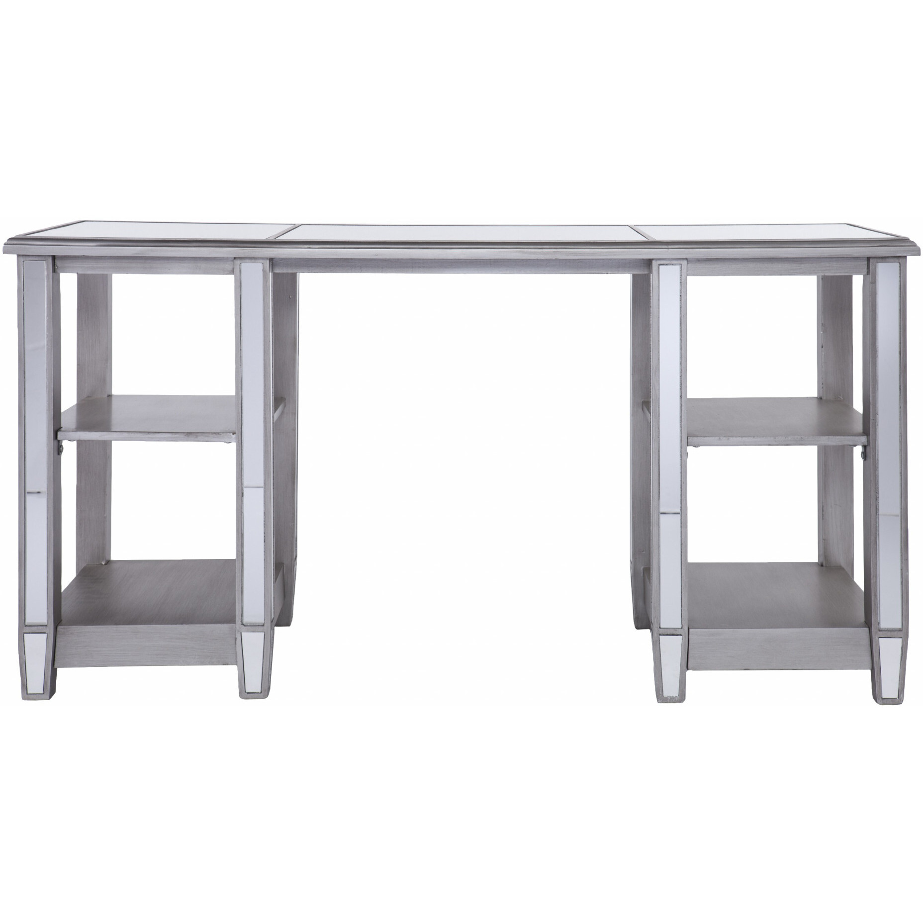 Matte Silver Mirrored Desk