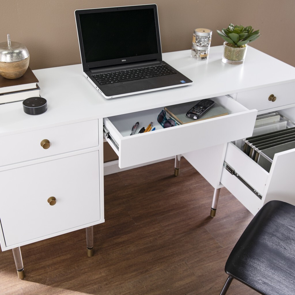 White Wood And Acrylic Writing Desk