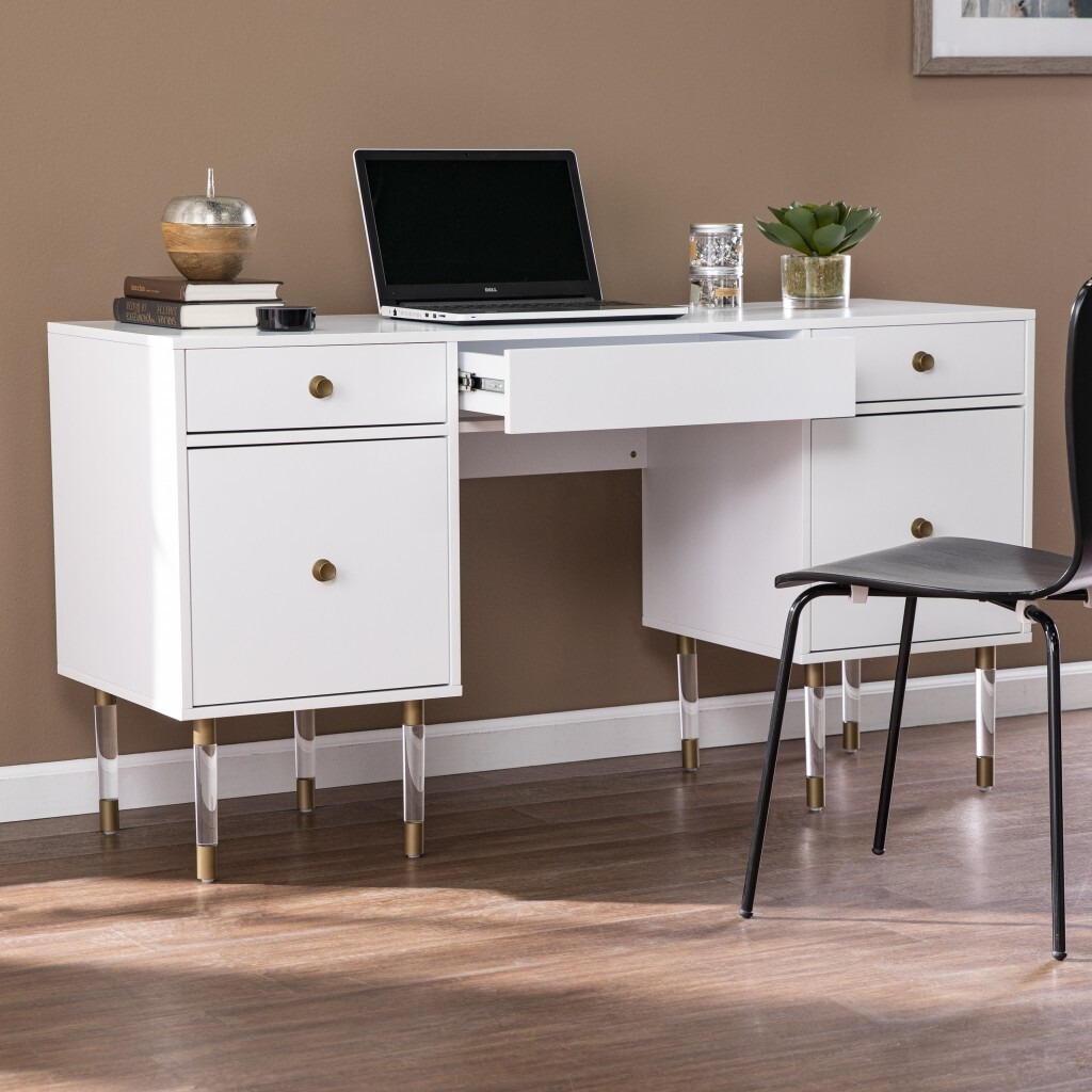 White Wood And Acrylic Writing Desk