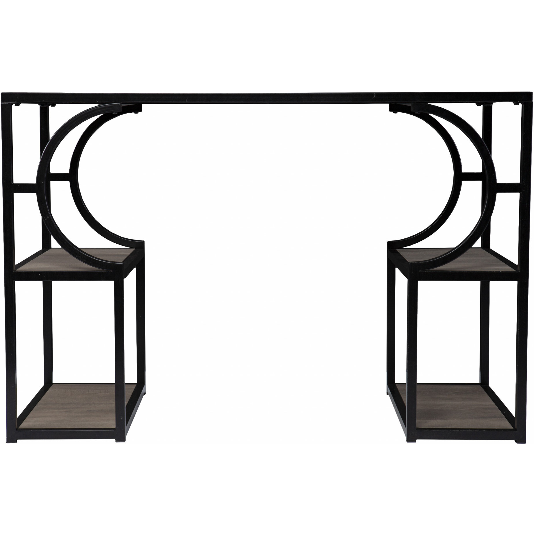 Wood And Iron Writing Desk With Storage