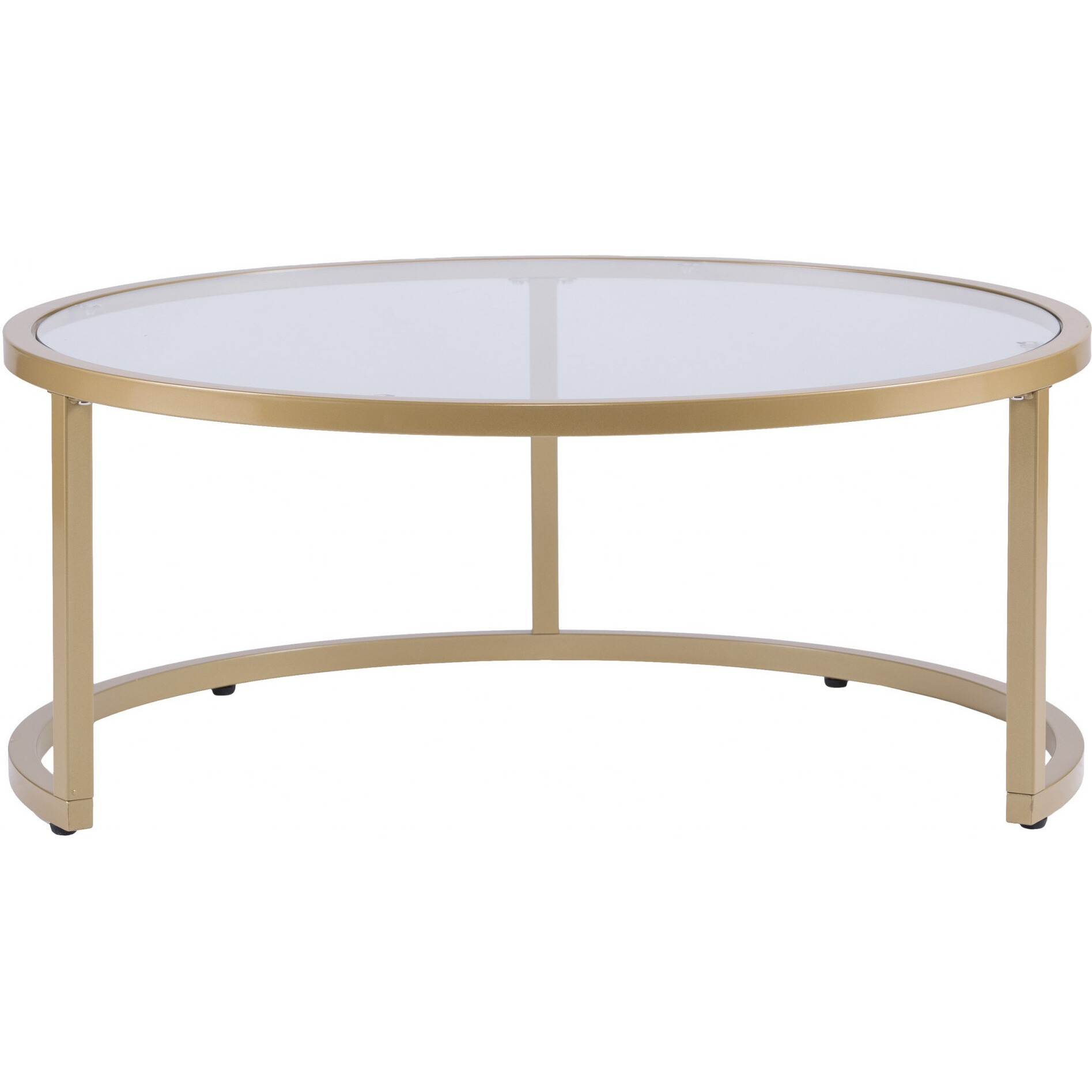 Set Of Two Gold Glass Round Nested Coffee Tables