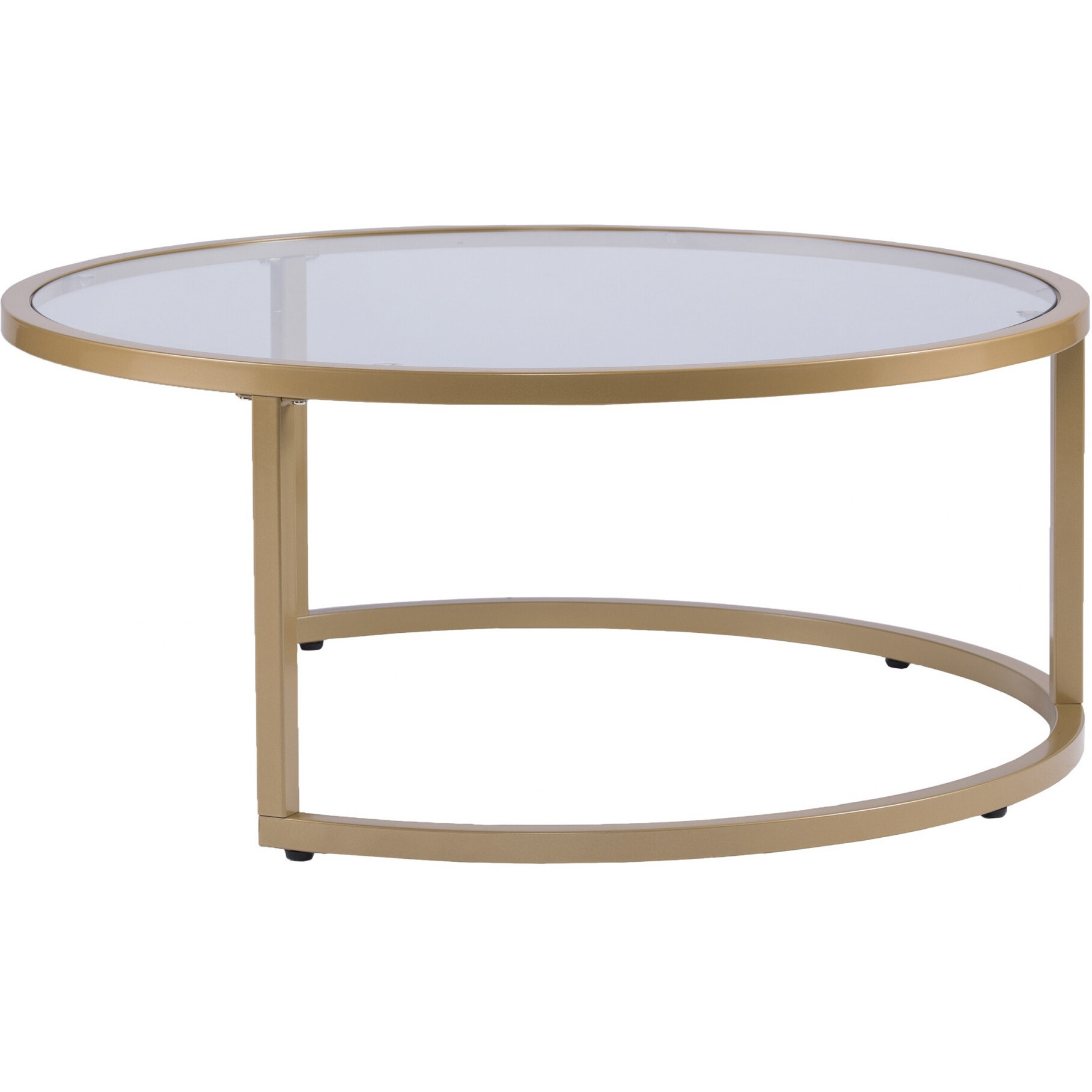 Set Of Two Gold Glass Round Nested Coffee Tables