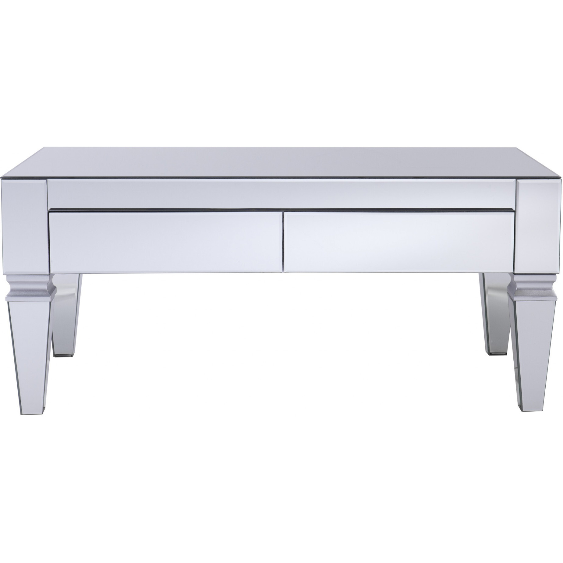 41"" Silver Glam Mirrored Glass  Rectangular Mirrored Coffee Table