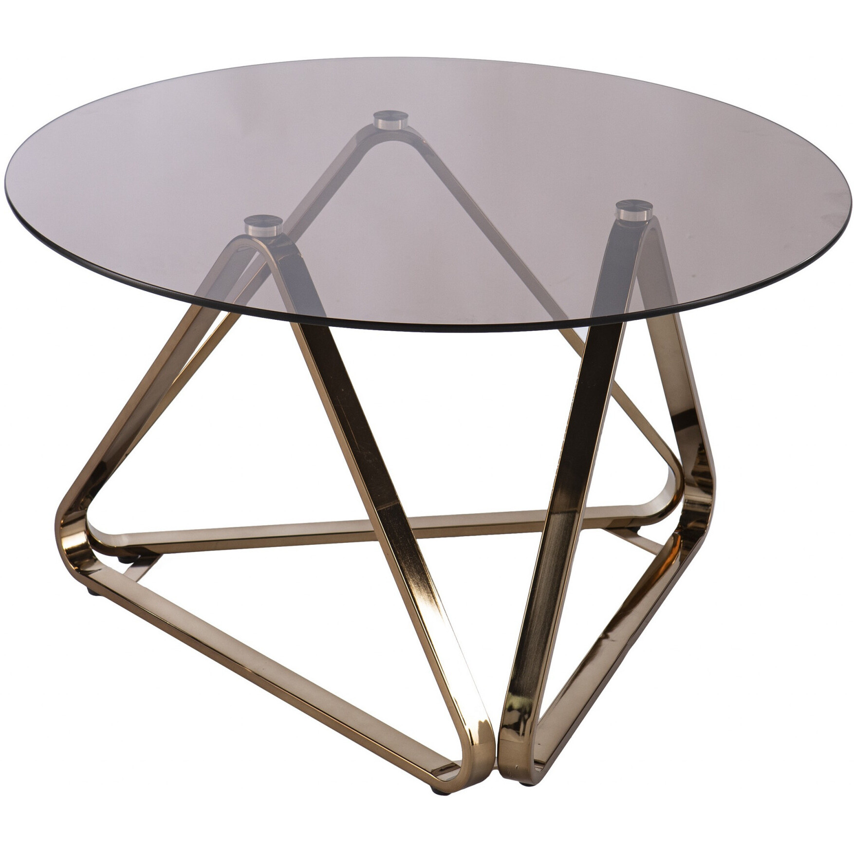 31"" Champagne Glass And Metal Round Coffee Table
