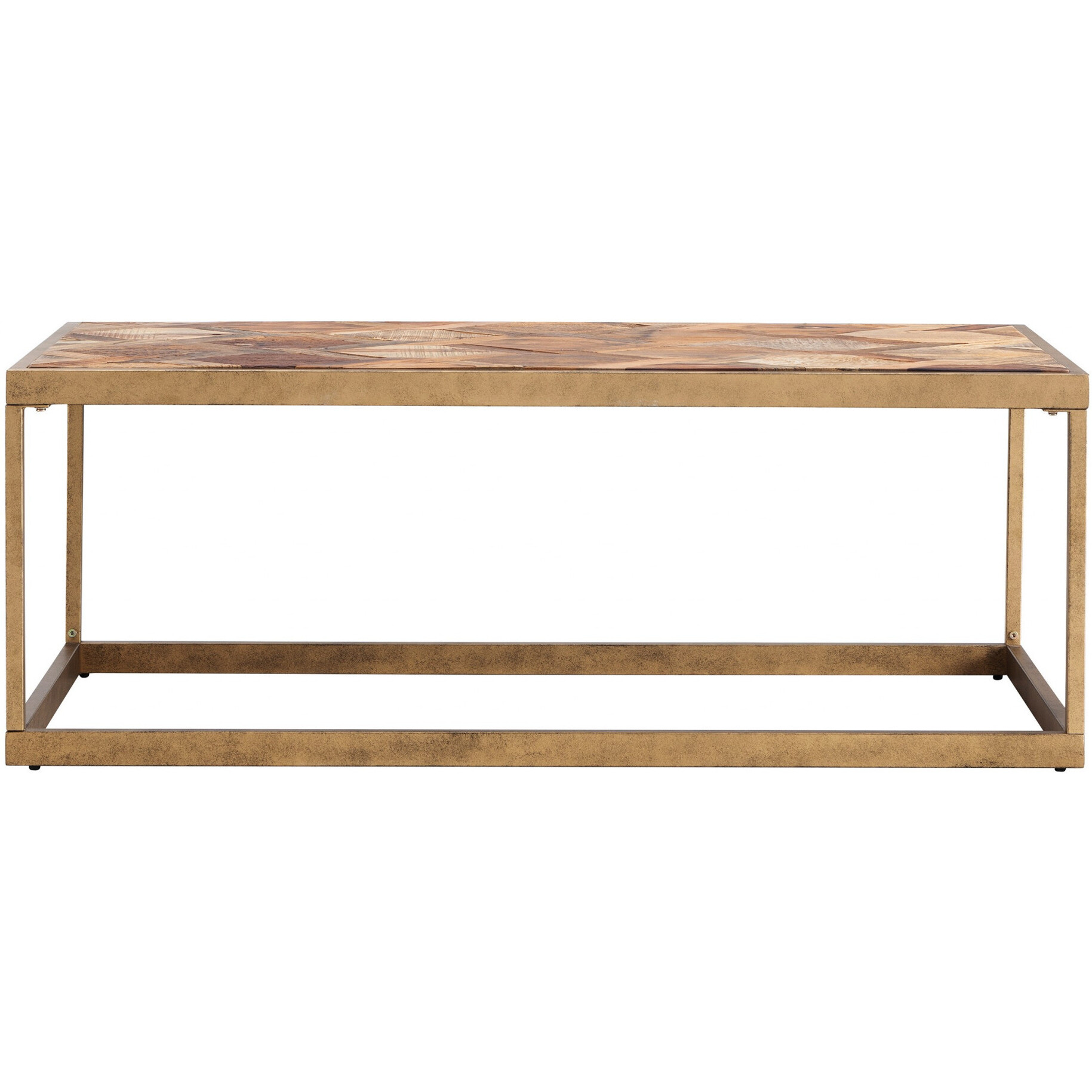 48"" Natural And Natural Brown Solid Wood And Metal Rectangular Coffee Table