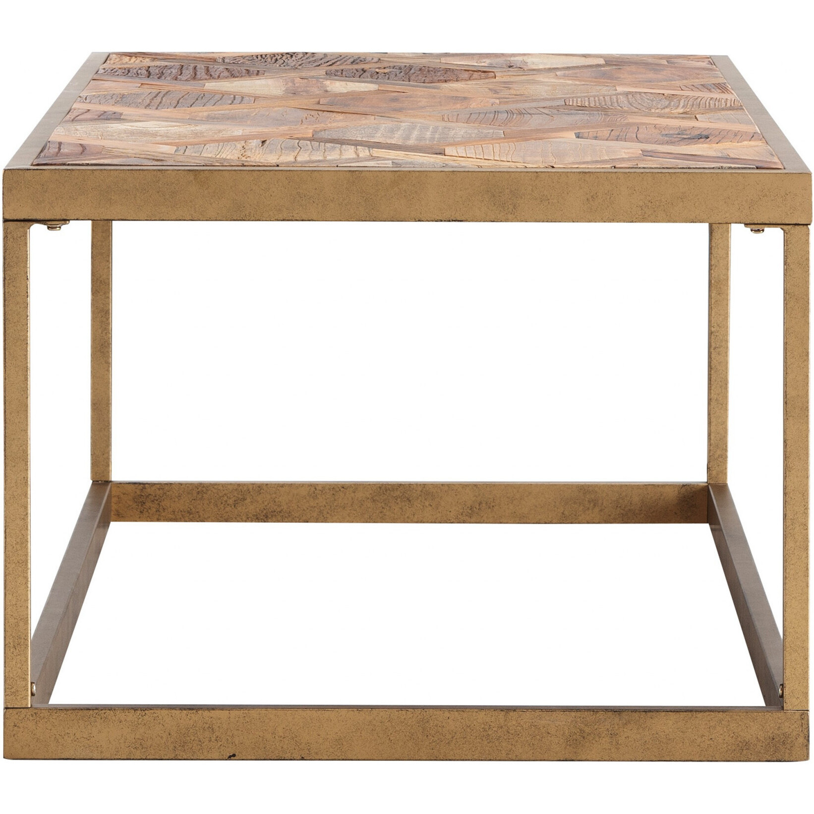 48"" Natural And Natural Brown Solid Wood And Metal Rectangular Coffee Table