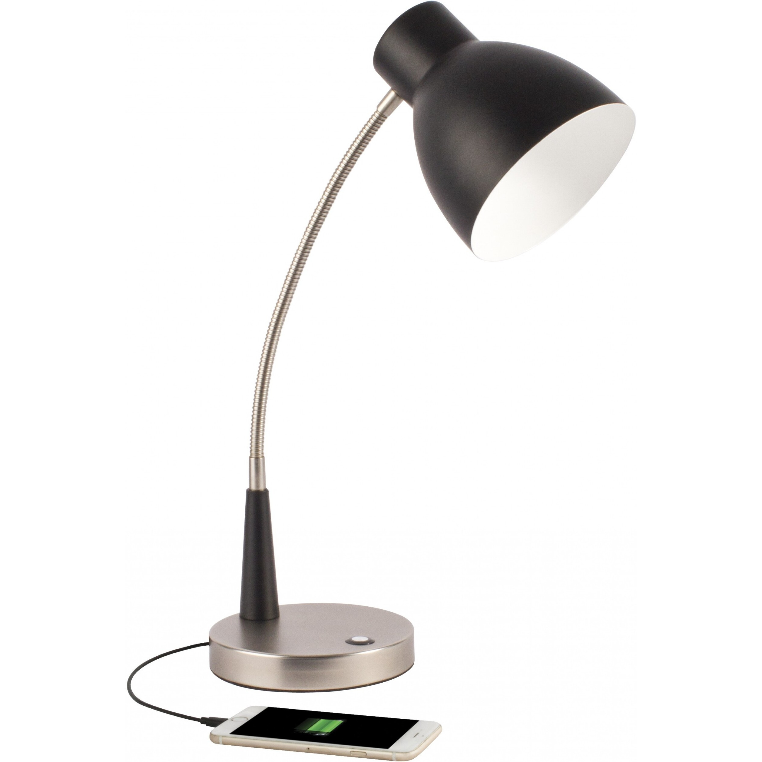 Black Matte And Silver Led Adjustable Desk Lamp