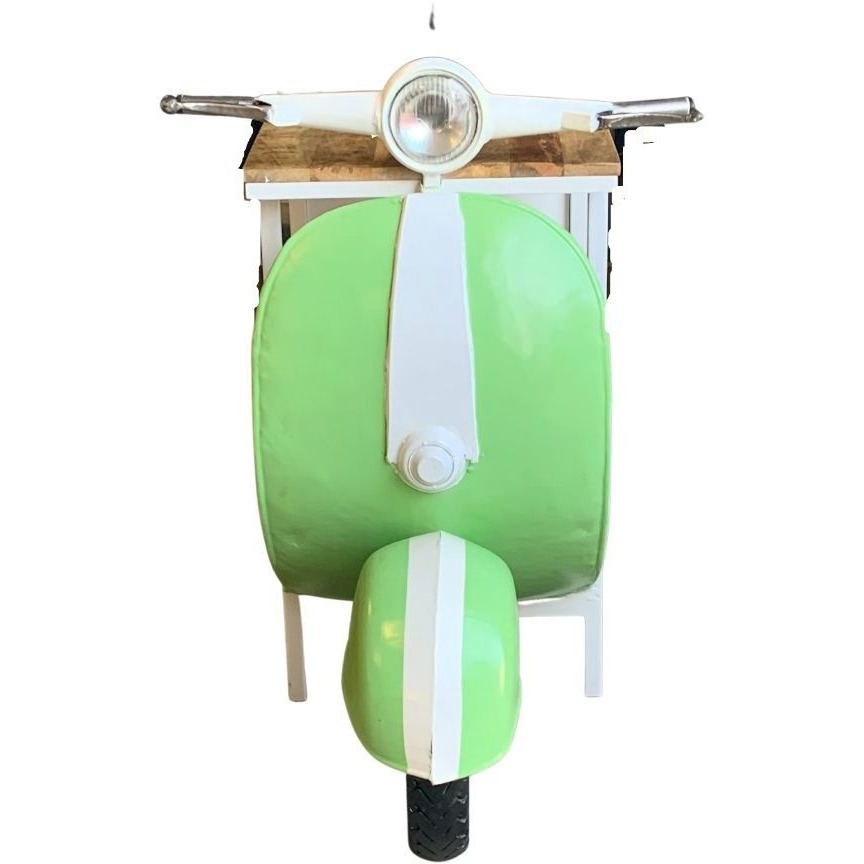 26"" Green And White Novelty Scooter Open Cabinet With Two Shelves