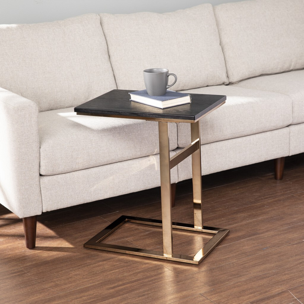 24"" Gold And Black Contemporary Rectangular End Table
