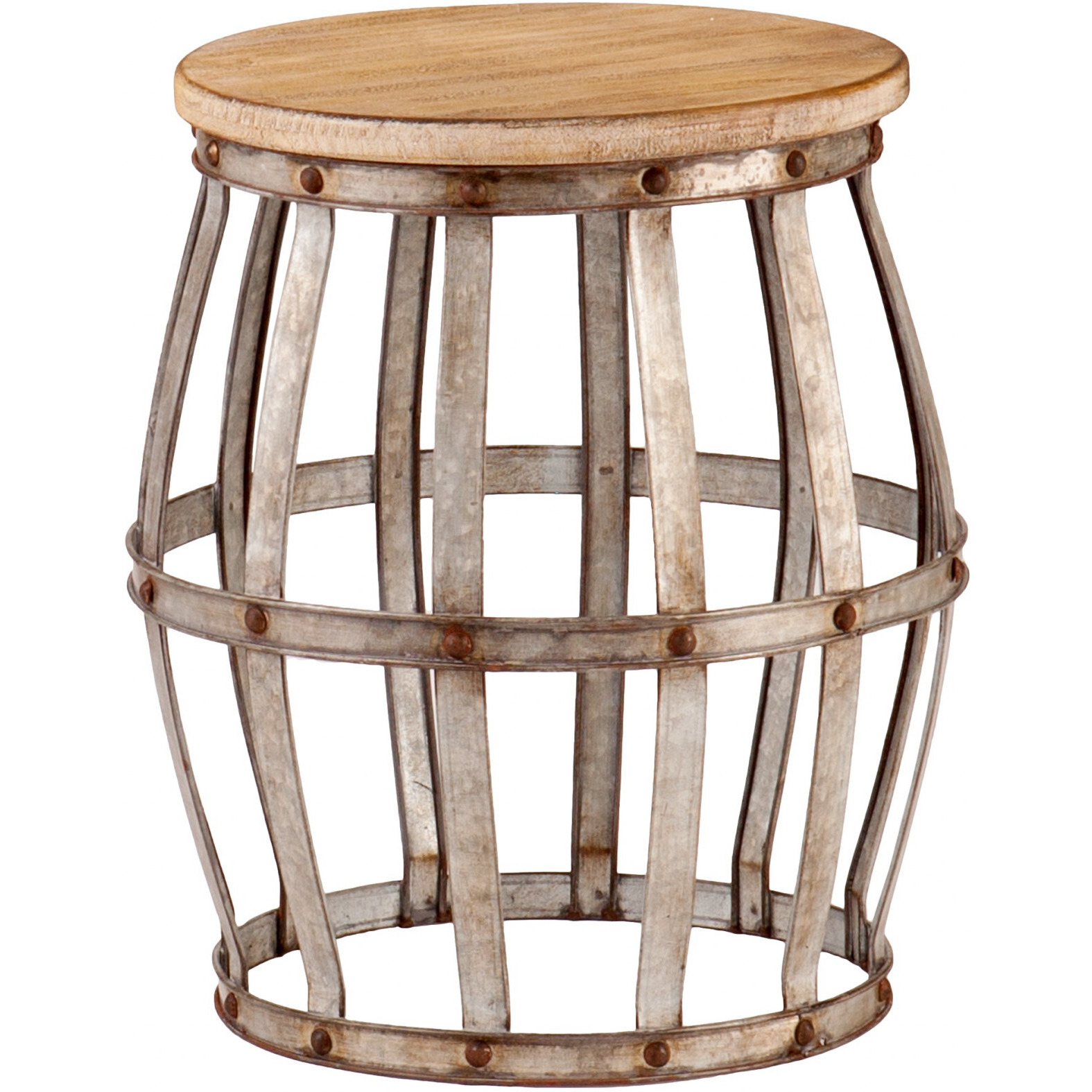 18"" Silver And Natural Manufactured Wood Round End Table