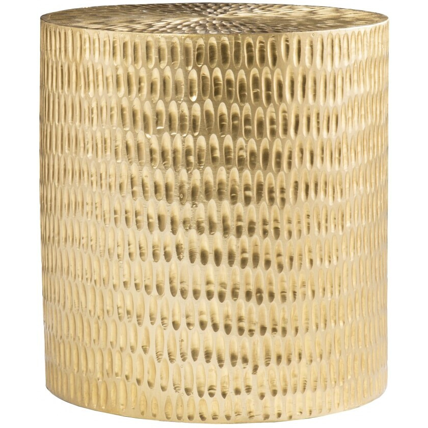 18"" Gold Manufactured Wood And Solid Wood Round End Table