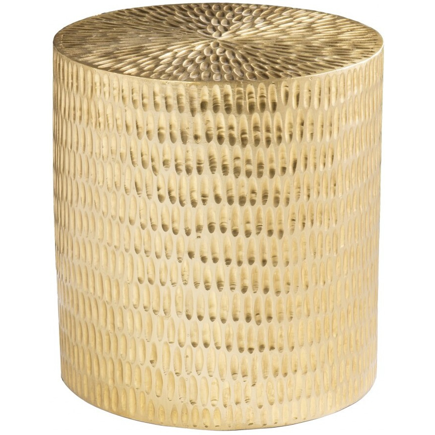 18"" Gold Manufactured Wood And Solid Wood Round End Table