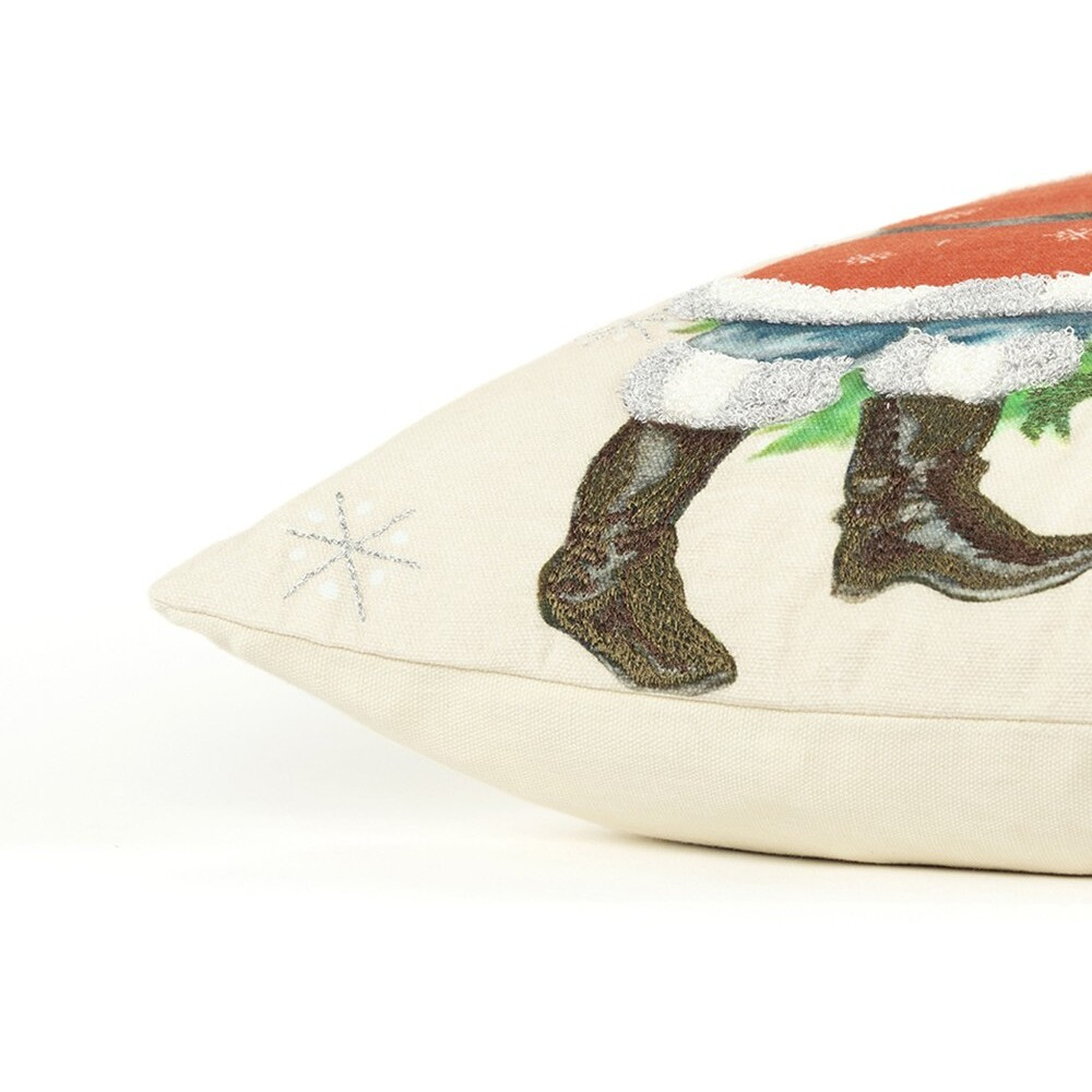 Ivory Vintage Santa And Penguin Christmas Throw Pillow