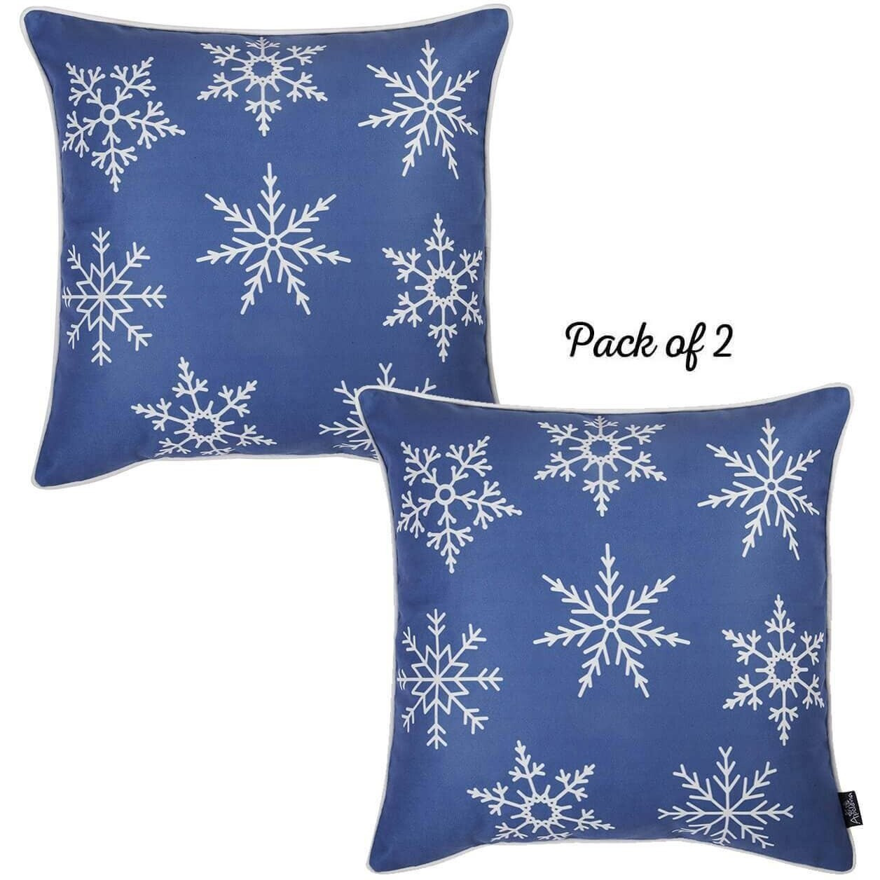 Set Of 2 Blue And White Snowflakes Throw Pillows