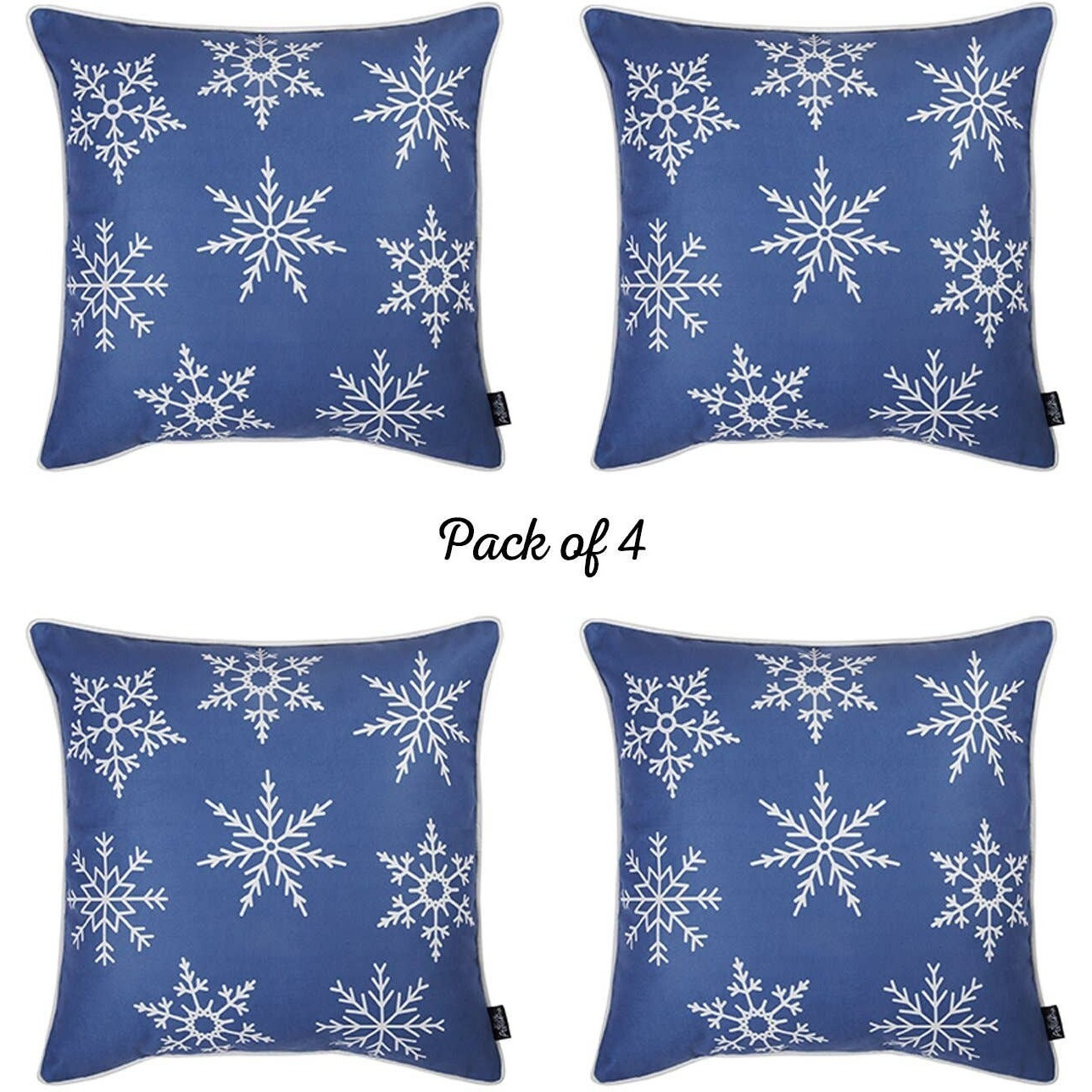 Set Of 4 Blue And White Snowflakes Throw Pillows