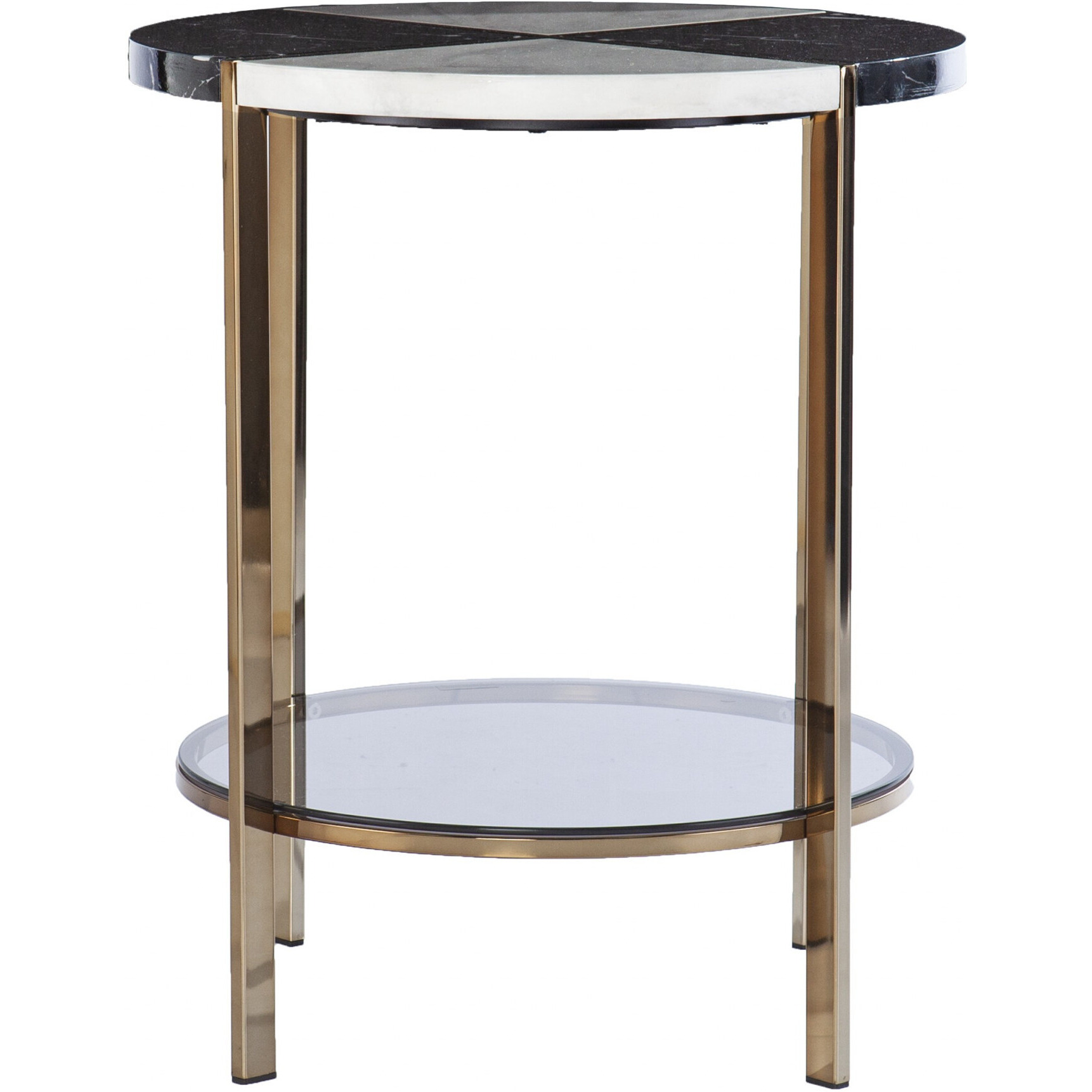 24"" Black Manufactured Wood And Iron Round End Table With Two Shelves