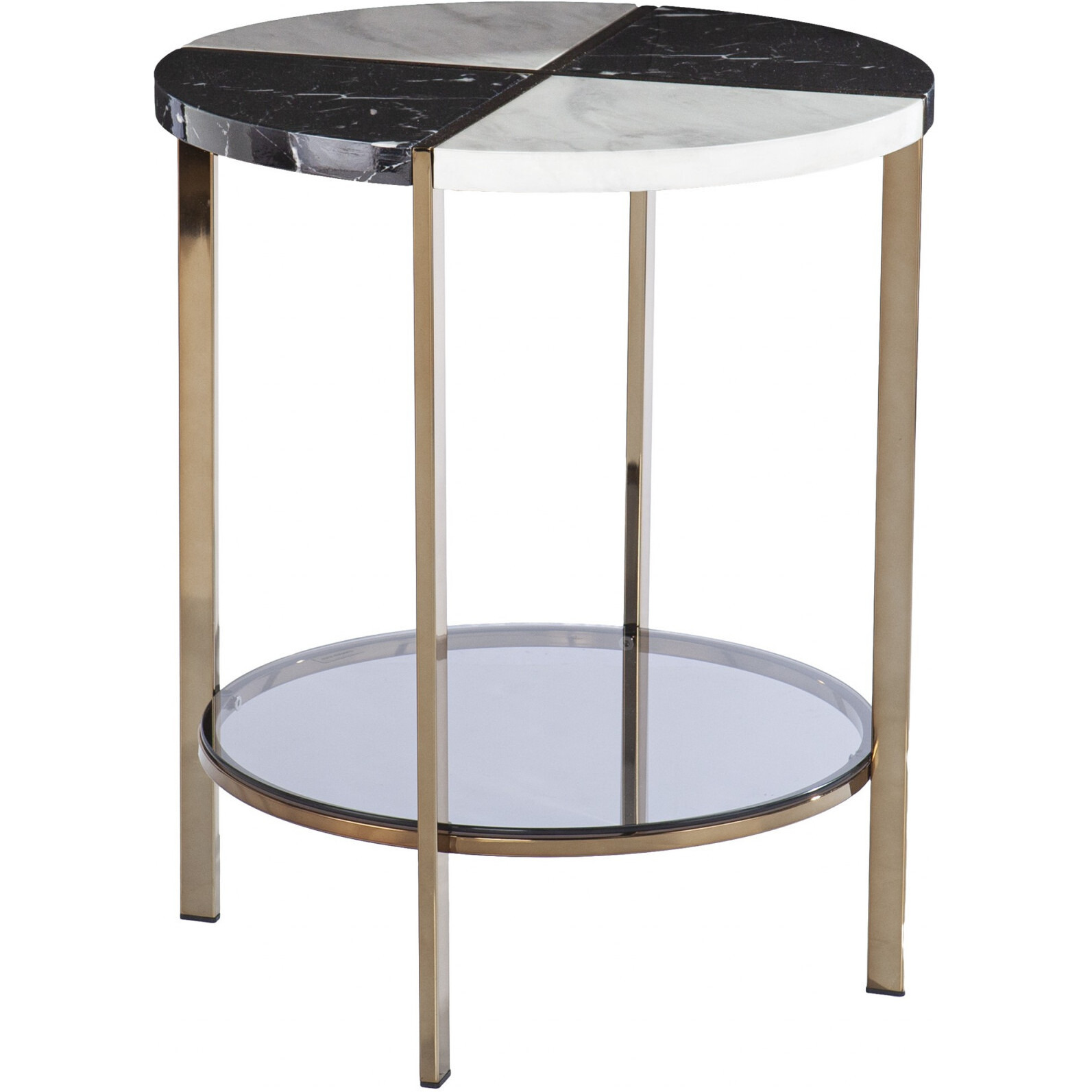 24"" Black Manufactured Wood And Iron Round End Table With Two Shelves