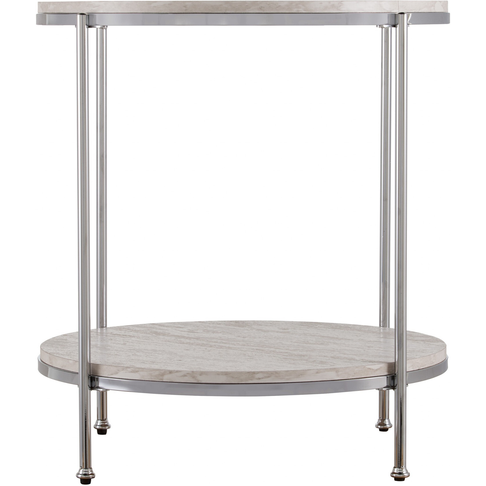 24"" Chrome Manufactured Wood And Iron Rectangular End Table With Shelf