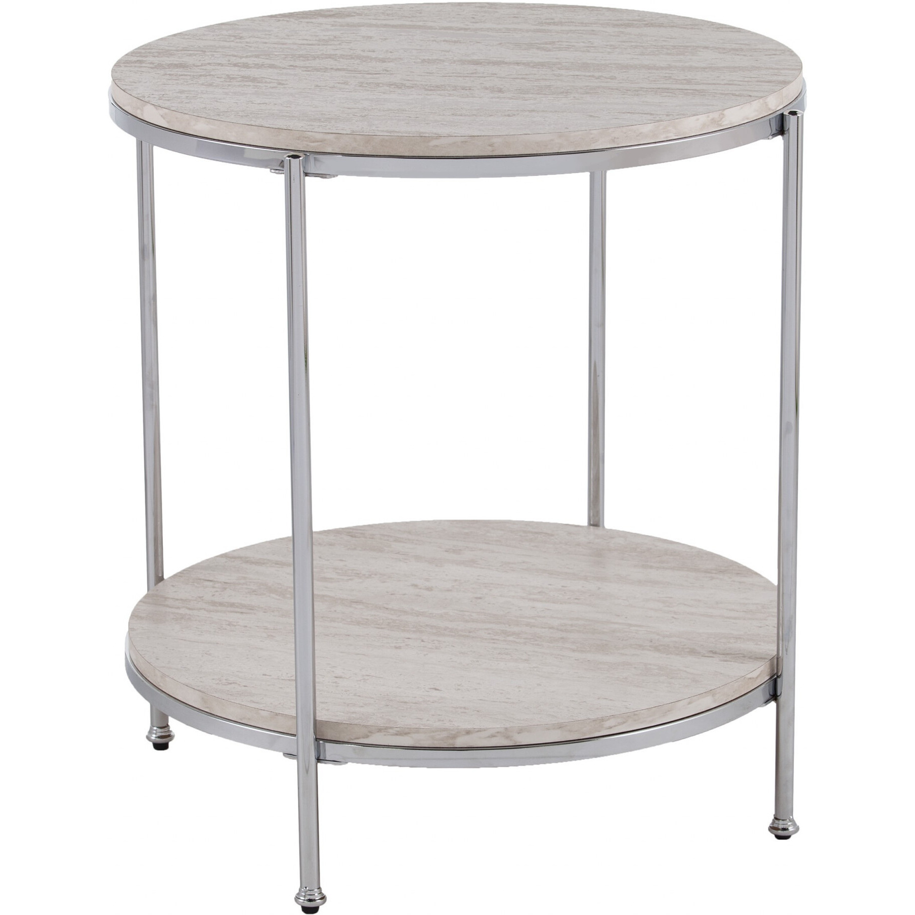 24"" Chrome Manufactured Wood And Iron Rectangular End Table With Shelf