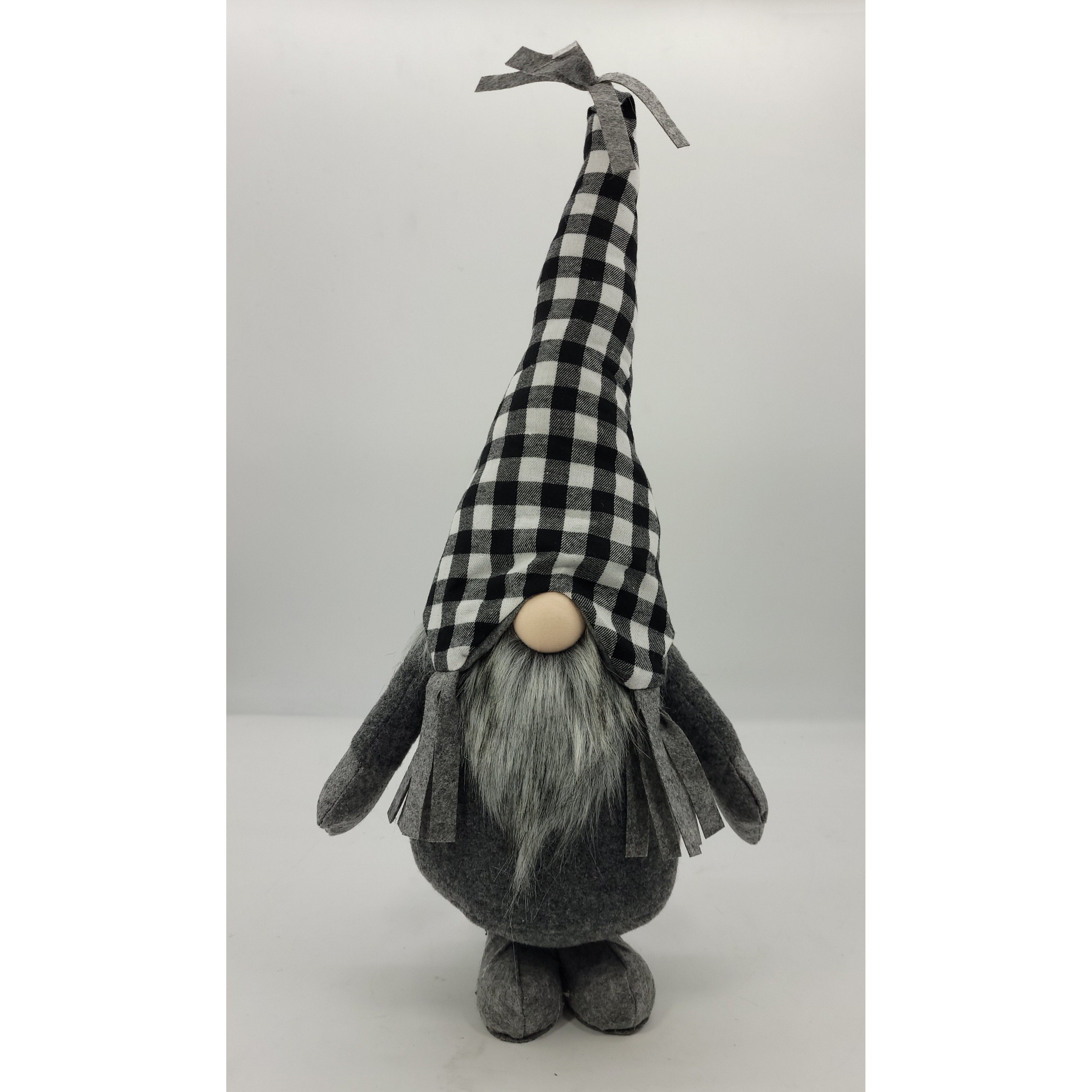 Black And White Buffalo Plaid Standing Gnome