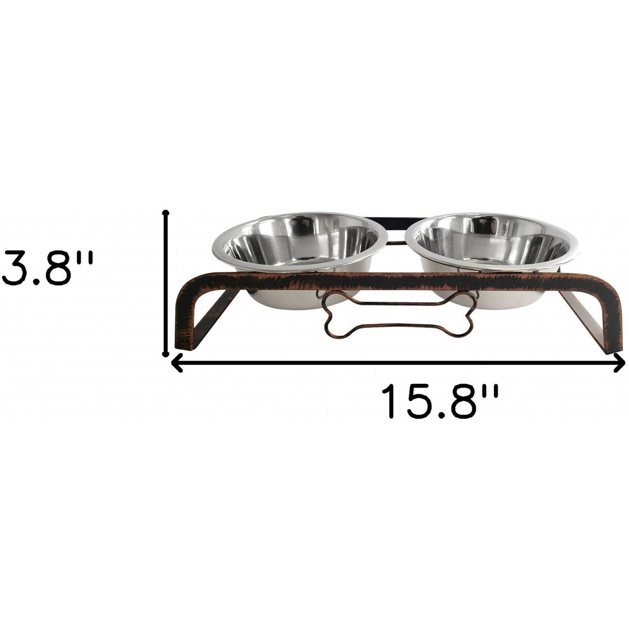 Rustic Elevated 16Oz Two Bowl Dog Feeding Station