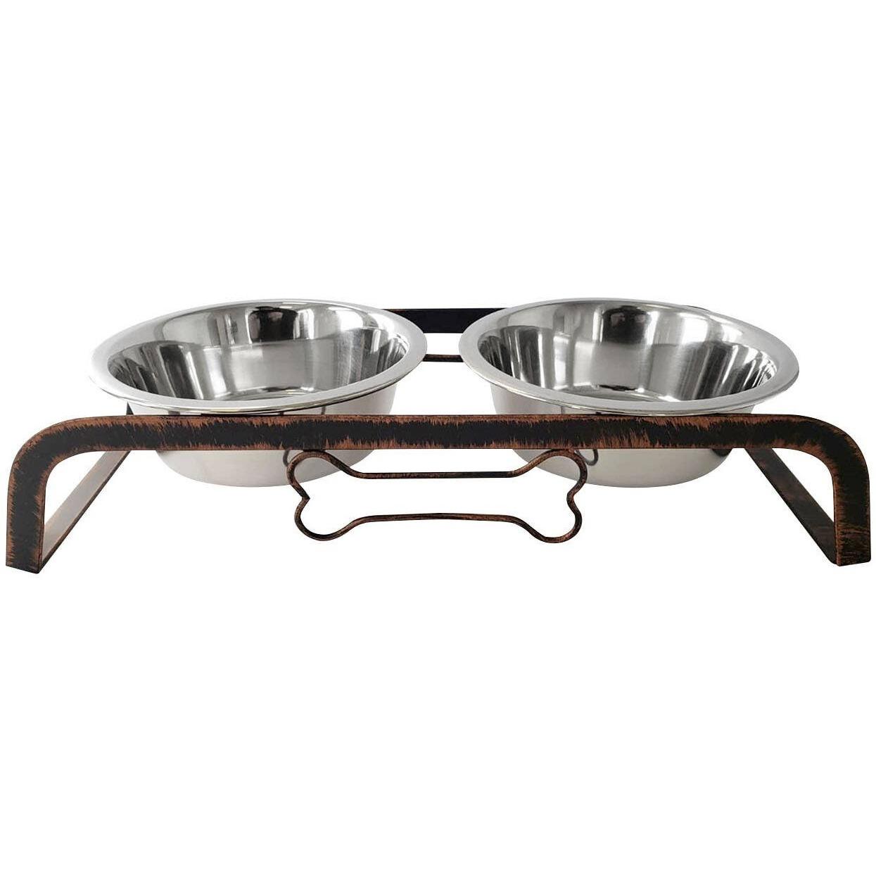 Rustic Elevated 16Oz Two Bowl Dog Feeding Station