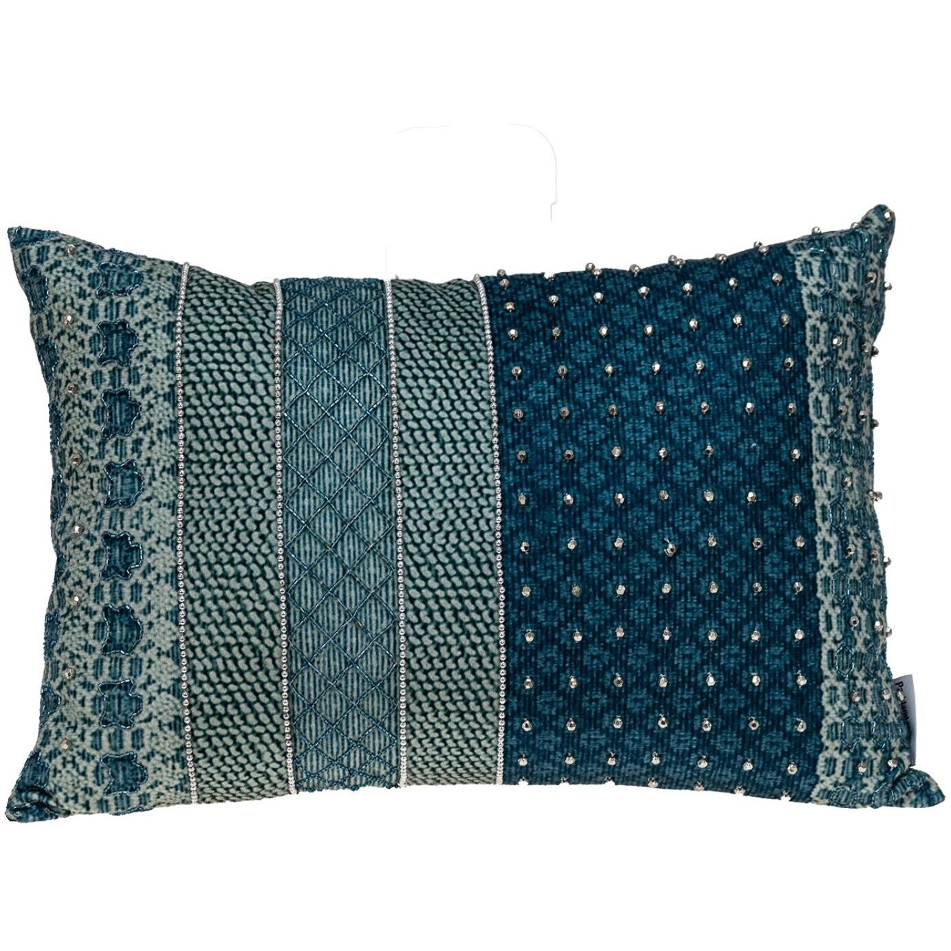 Blue And Aqua Beaded Embroidered Decorative Throw Pillow