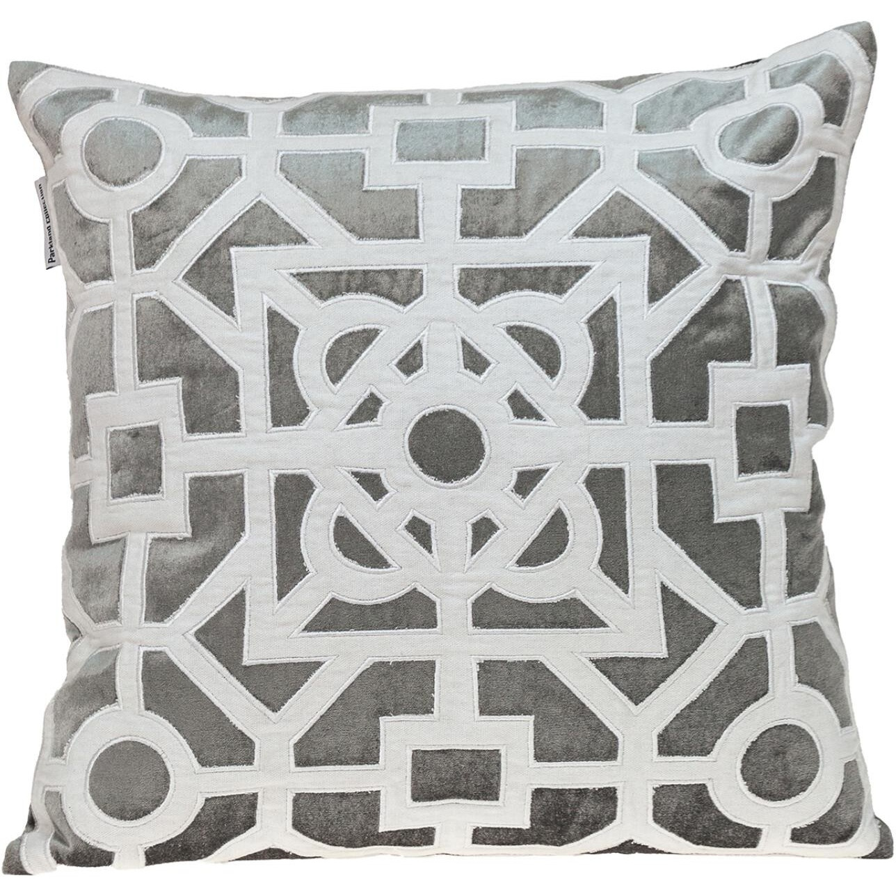 White And Gray Lattice Velvet Throw Pillow