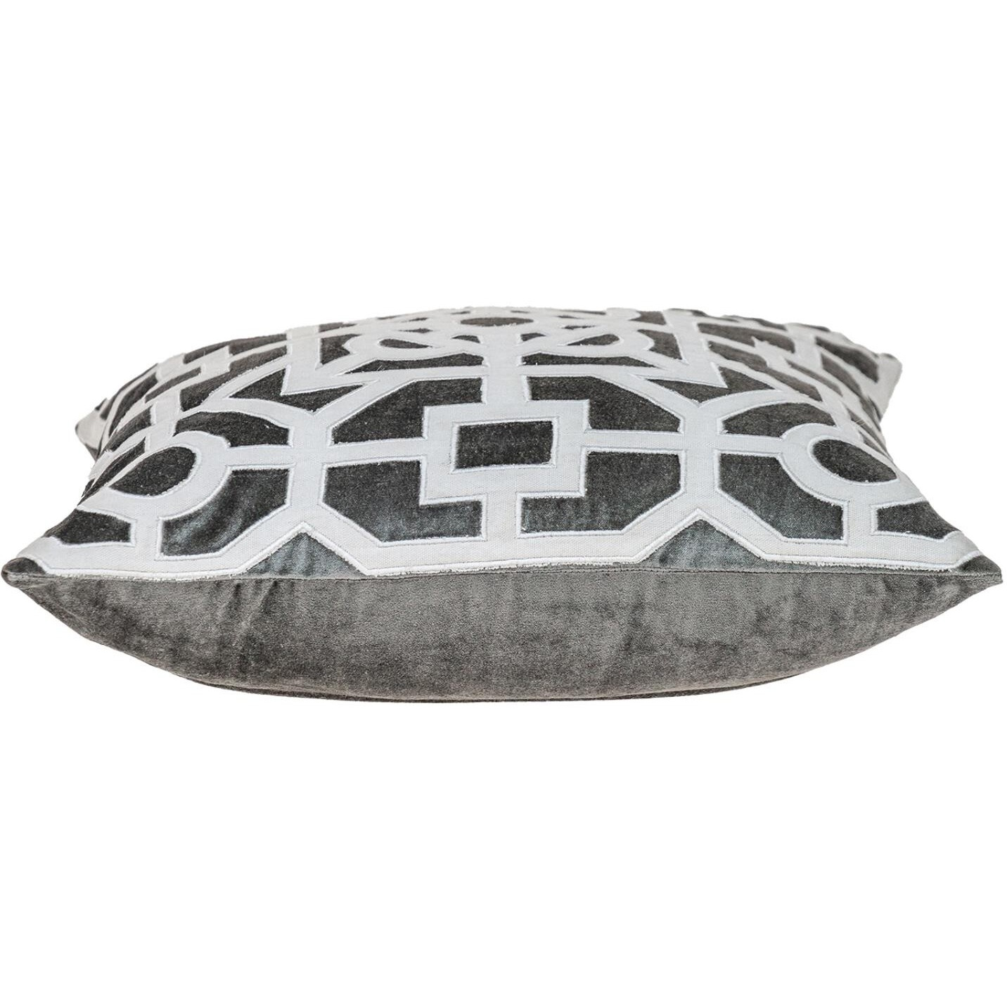 White And Gray Lattice Velvet Throw Pillow