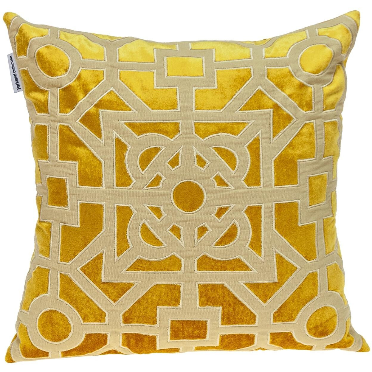 Beige And Mustard Lattice Yellow Velvet Throw Pillow