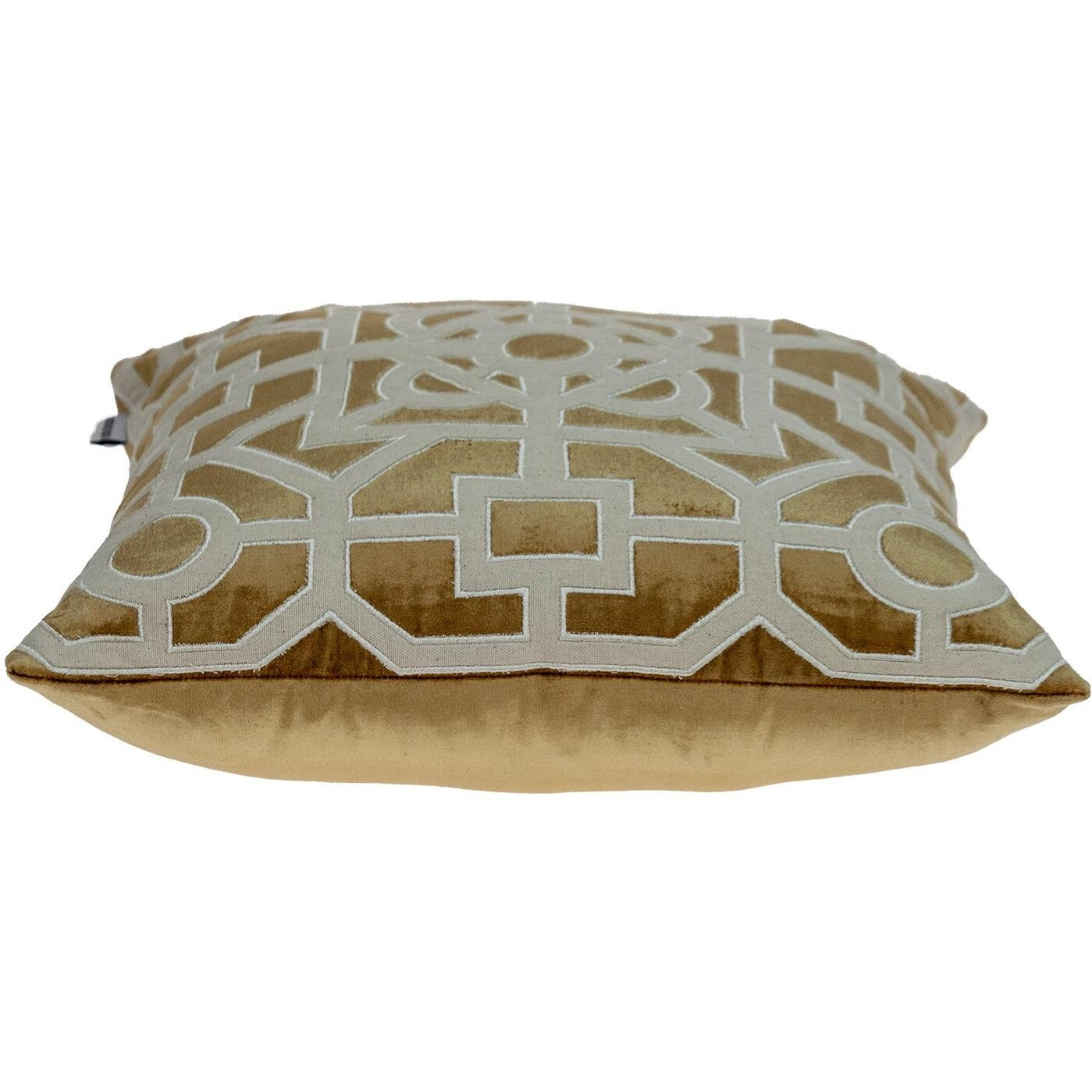 Beige And Gold Lattice Velvet Throw Pillow