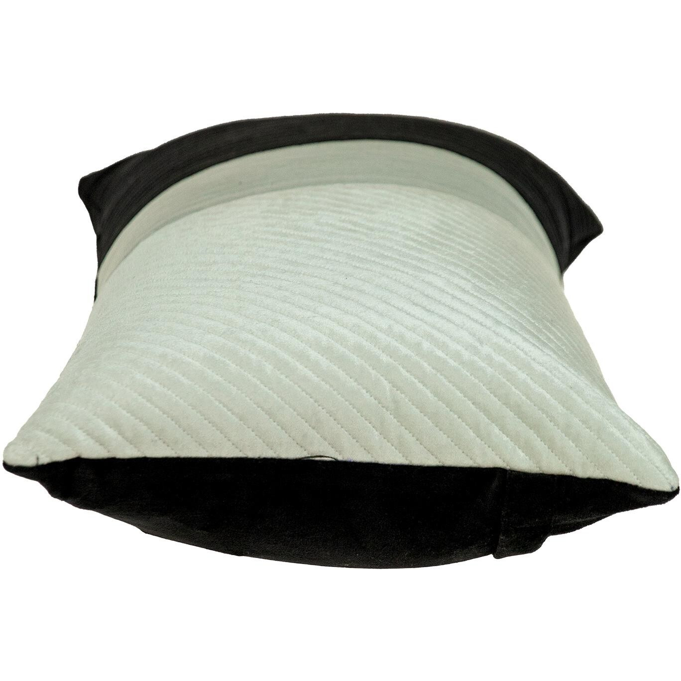 Black And White Quilted Color Block Velvet Lumbar Throw Pillow
