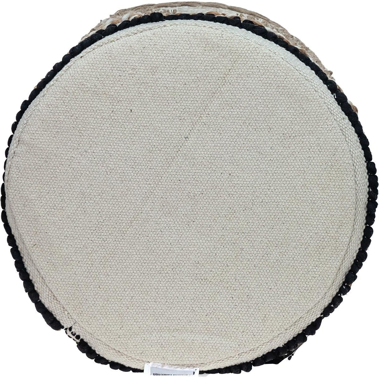 Boho Beige And Black Cotton Jute Stool