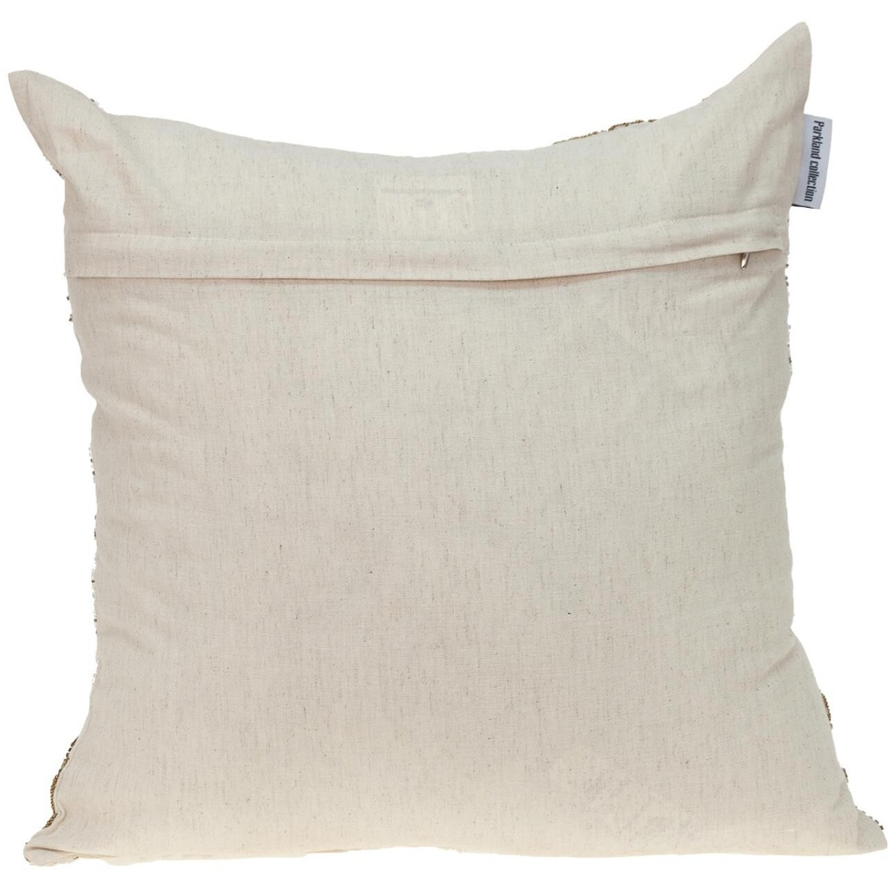 Natural And Golden Metallic Beaded Decorative Throw Pillow