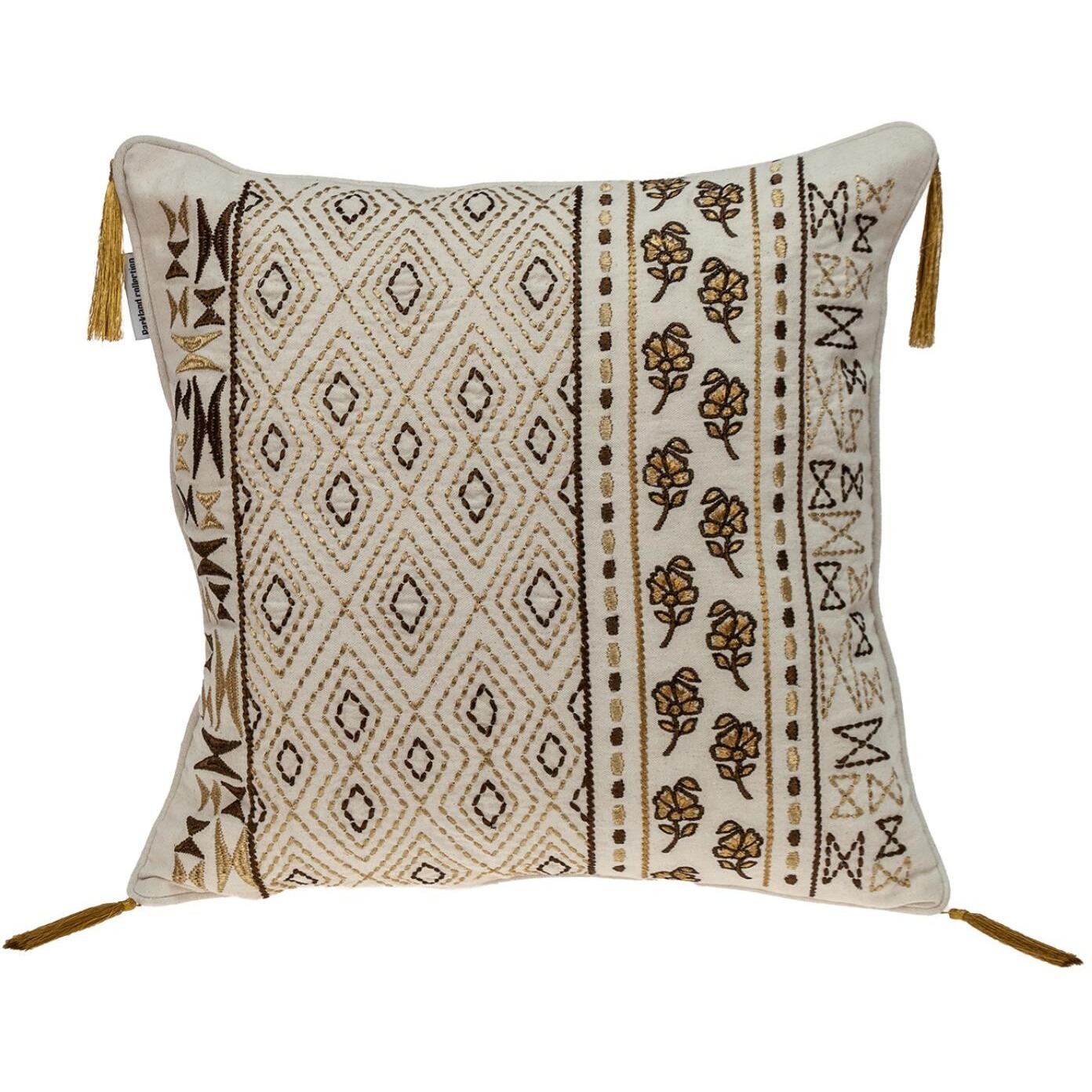 Gold And Bronze Embroidered Decorative Throw Pillow