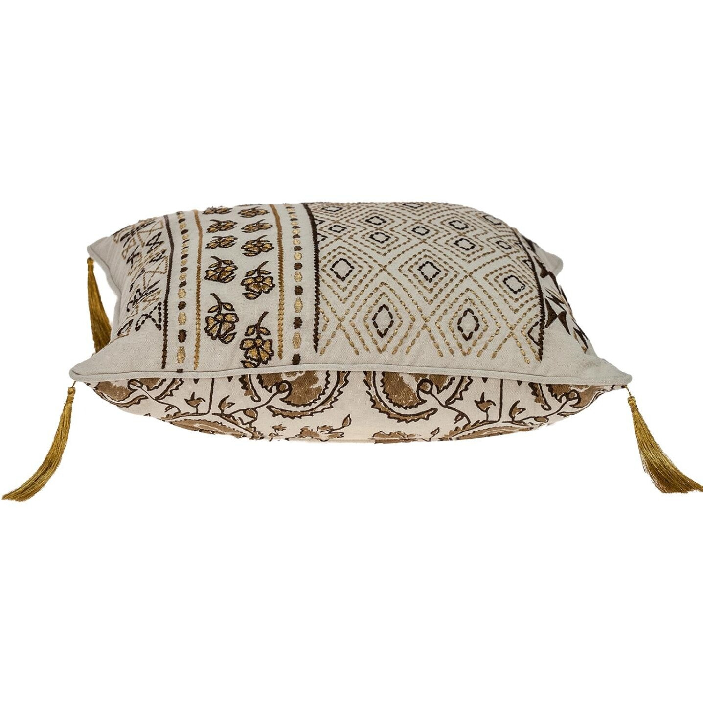Gold And Bronze Embroidered Decorative Throw Pillow