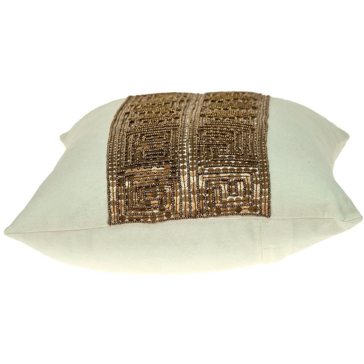 Glam Off White With Golden Sequins Lumbar Throw Pillow