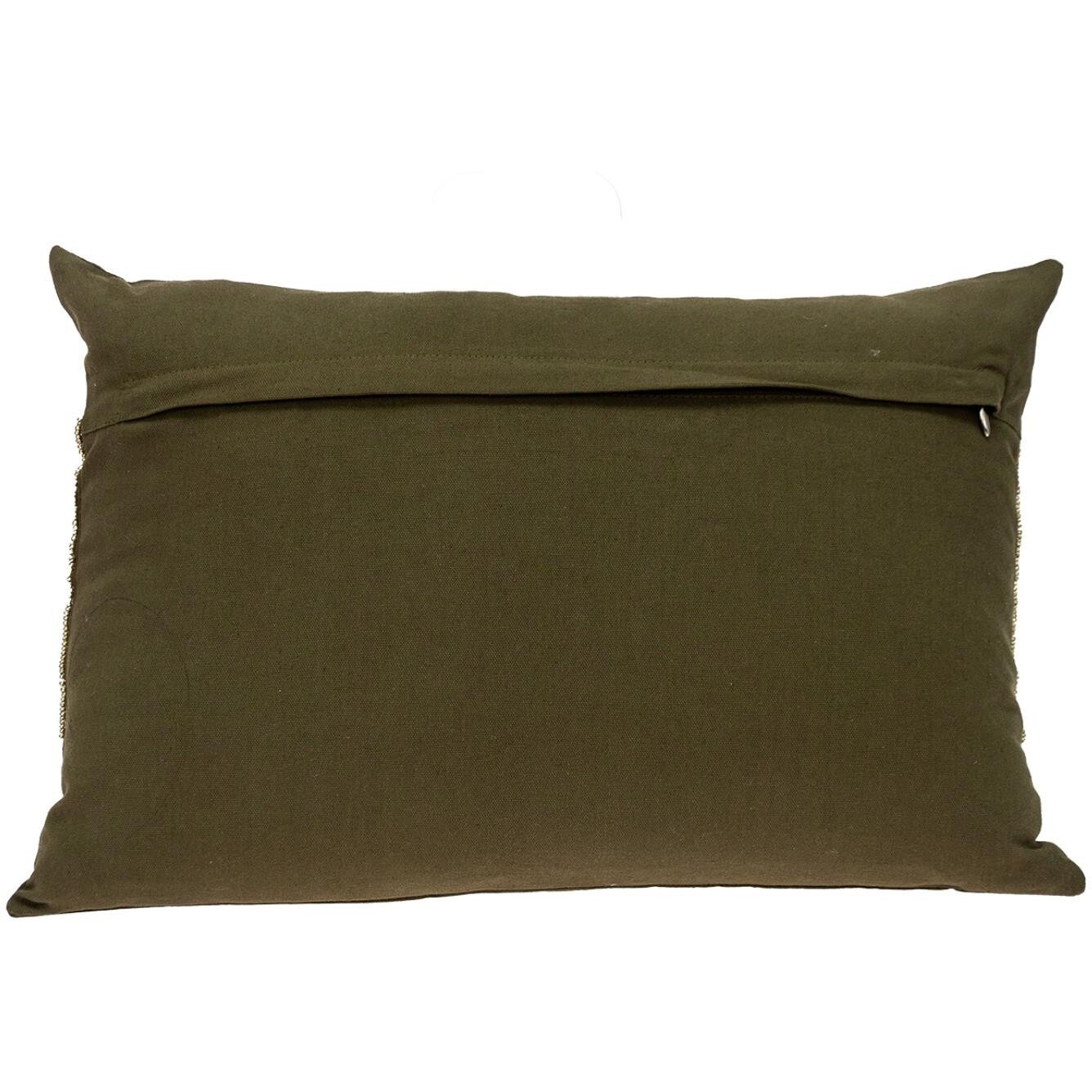 Glam Olive With Gold Sequins Lumbar Throw Pillow