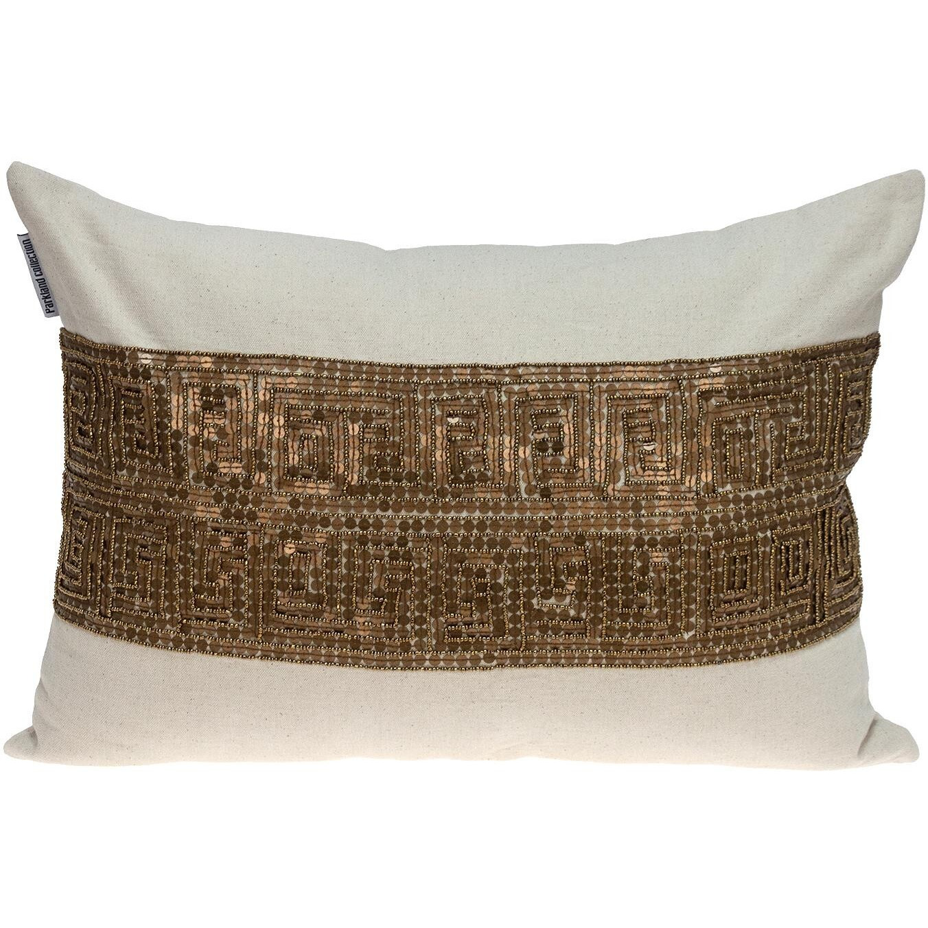 Glam Beige With Golden Sequins Lumbar Throw Pillow