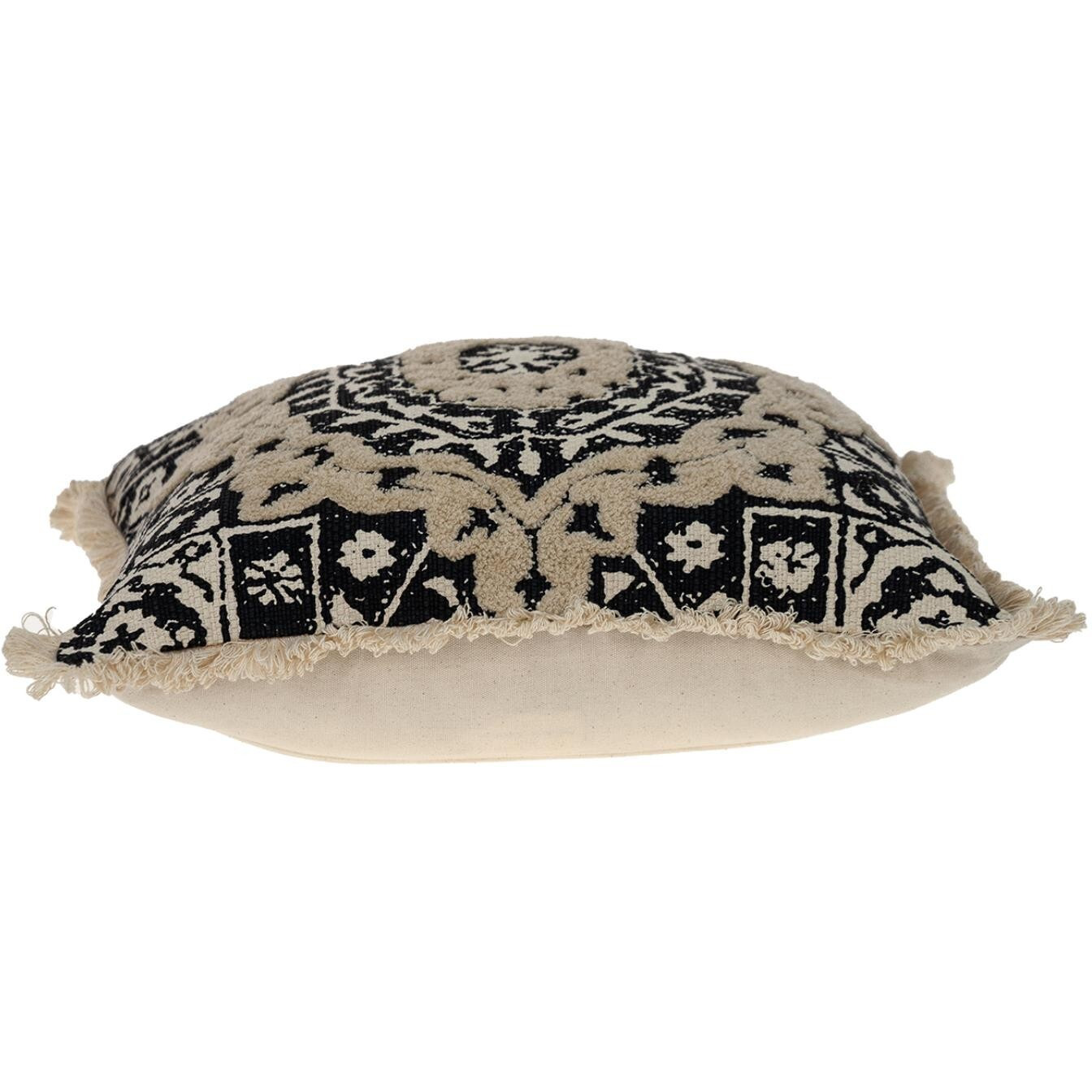 Boho Garland Beige And Black Decorative Accent Pillow